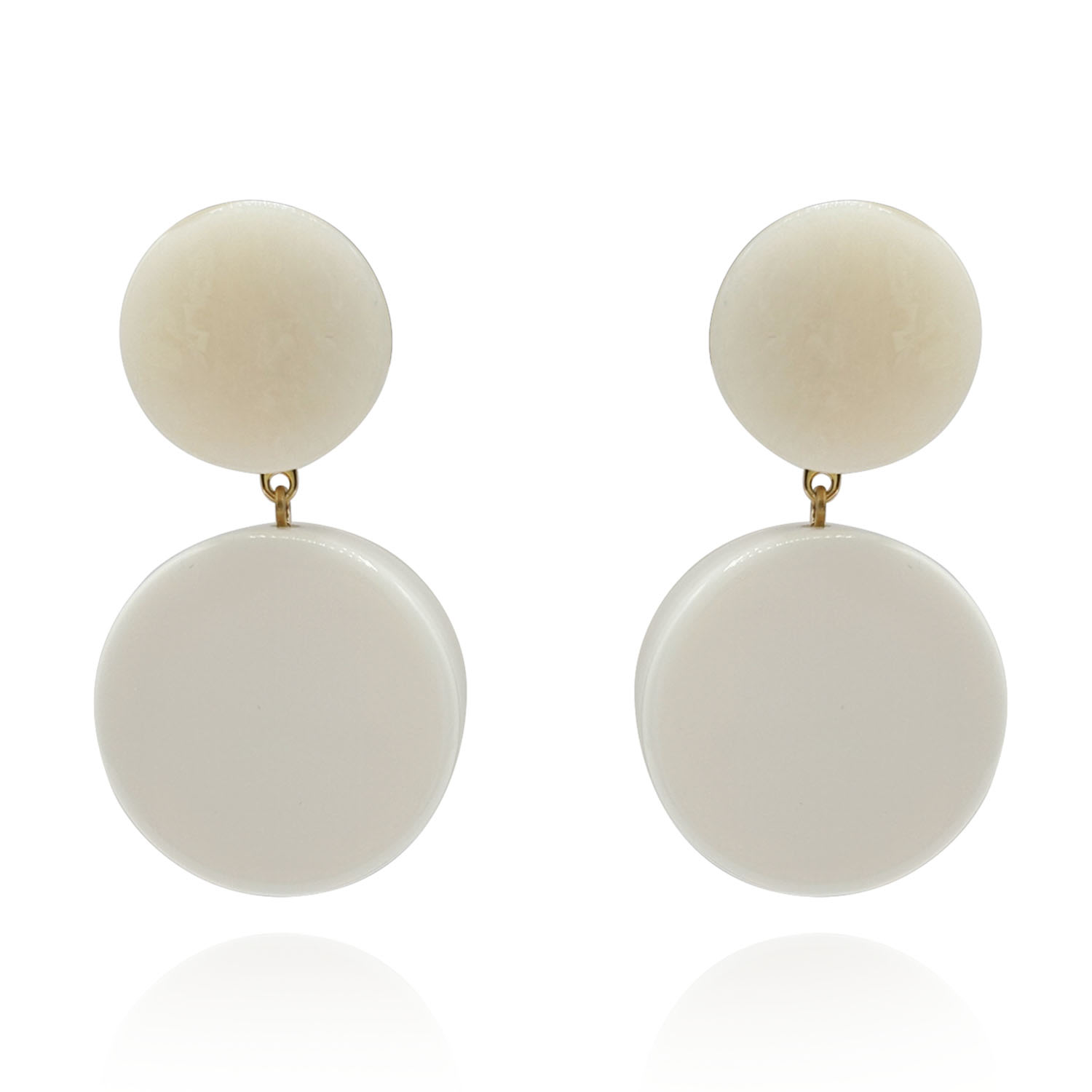 Women’s Neutrals Off-White And Clear Italian Resin Clip-On Drop Earrings Michael Nash Jewelry