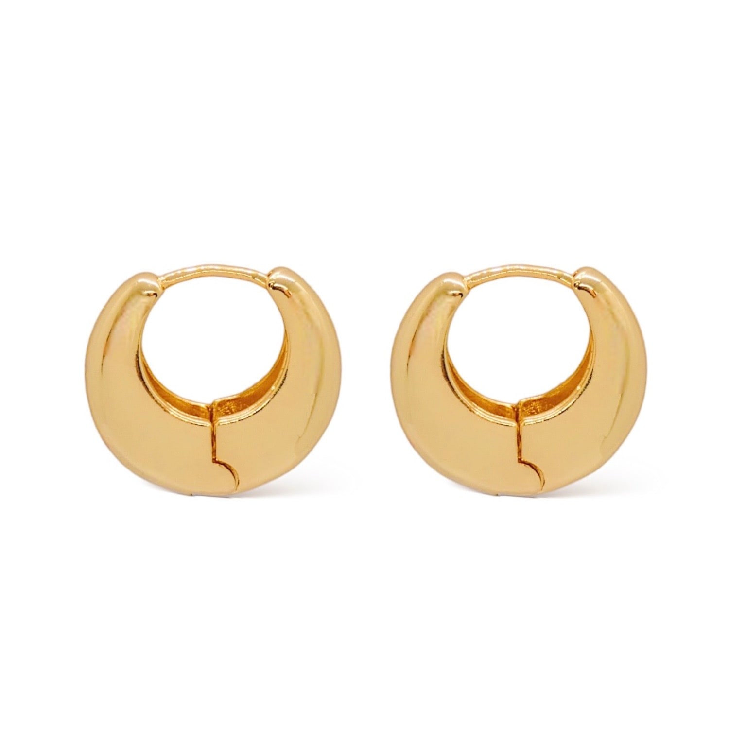 Valerie Chic Women's Gold Chunky Full Moon Earrings