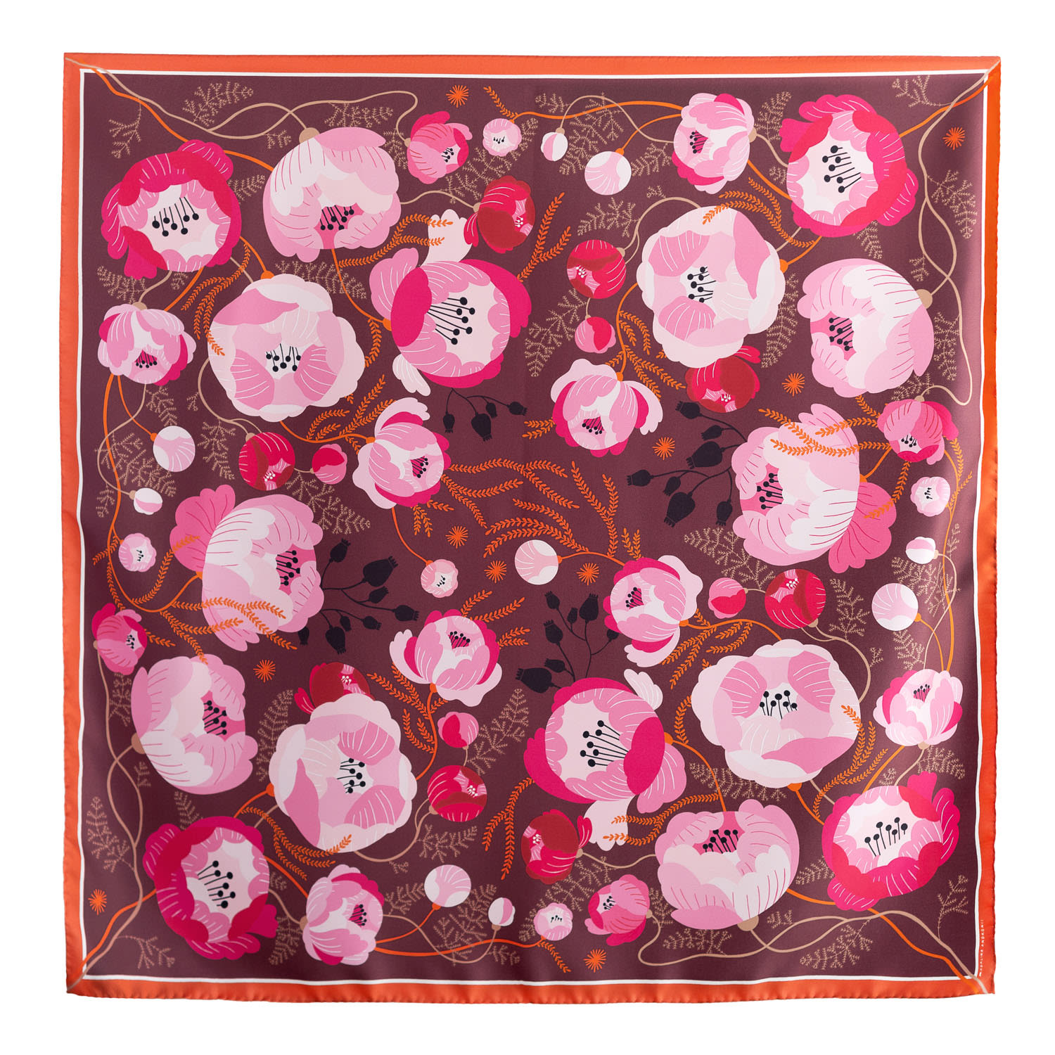 Women’s Brown / Red / Pink Rosolio Scuro Medium Silk Scarf Medium Madalina Andronic