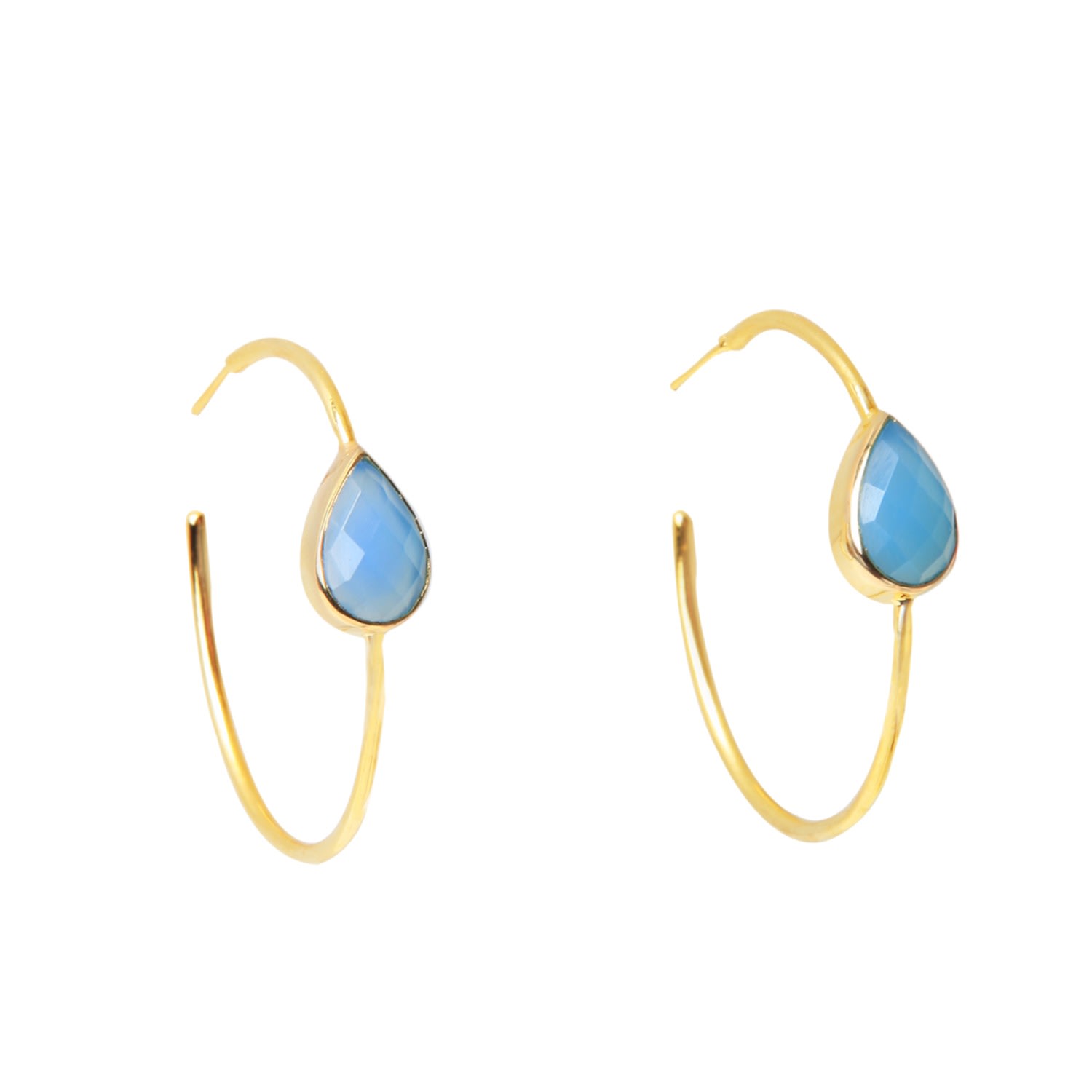 Women’s Blue / Gold Spring Life Blue Gemstone Hoop Earrings Yaa Yaa London