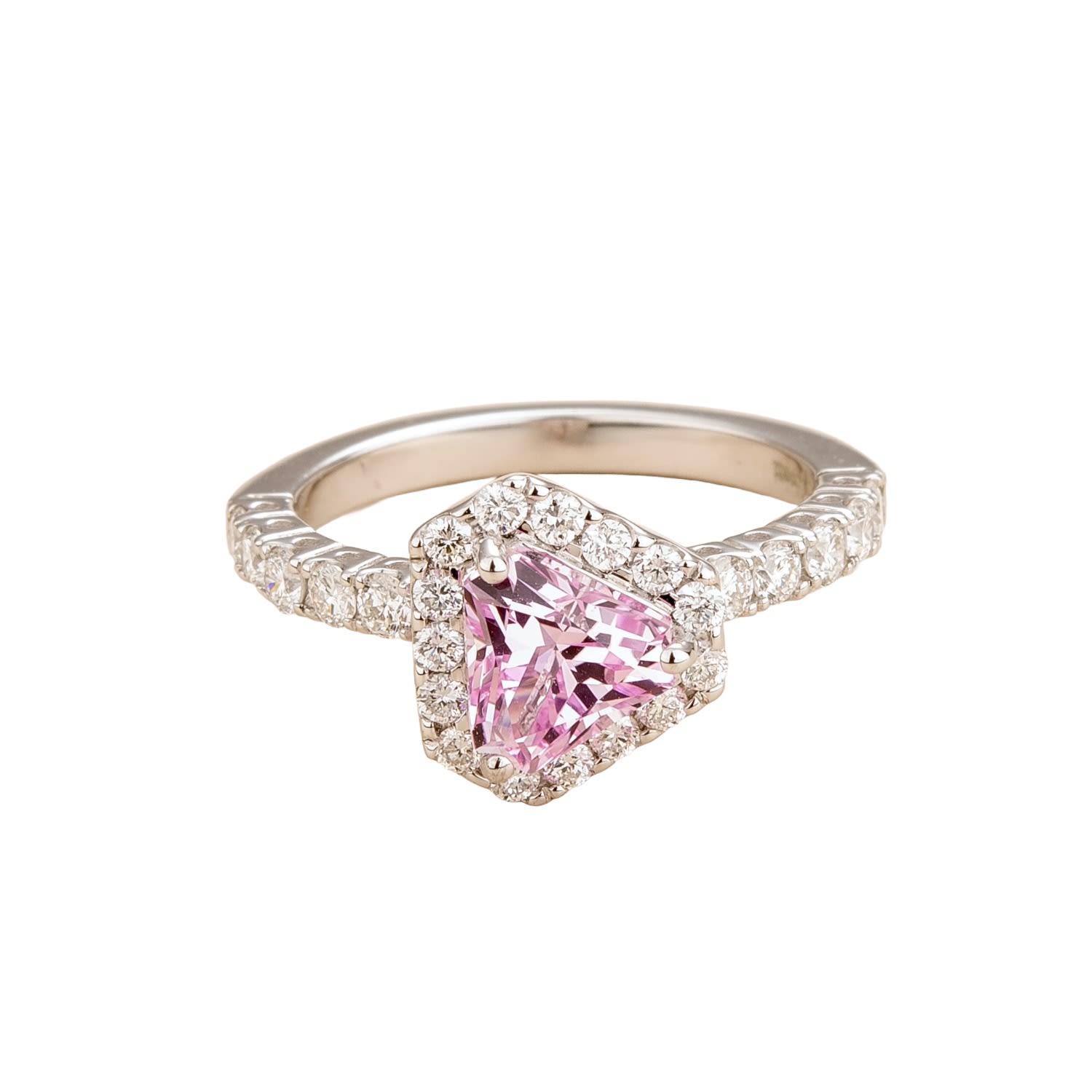 Juvetti Women's White / Pink / Purple Diana Ring With Pink Sapphire And Diamonds Set In White Gold
