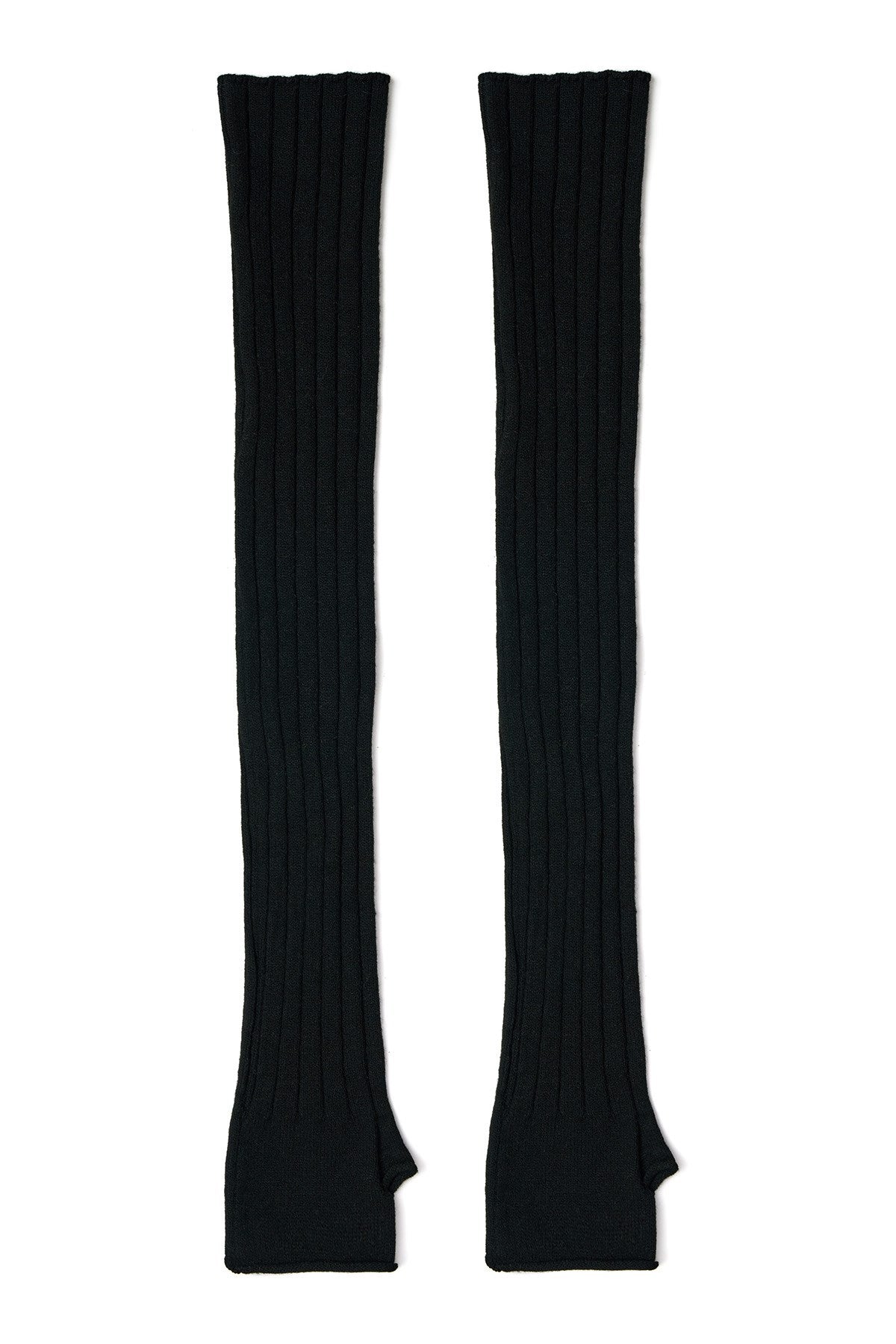 Women's Long Ribbed Knit Gloves In Black | One Size | Peraluna