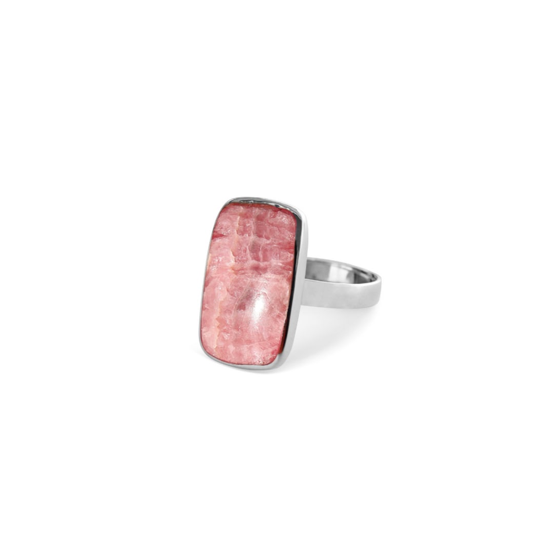 Fv Jewellery Women's Silver / Pink La Stèle Rhodochrosite Rectangle Ring In Multi