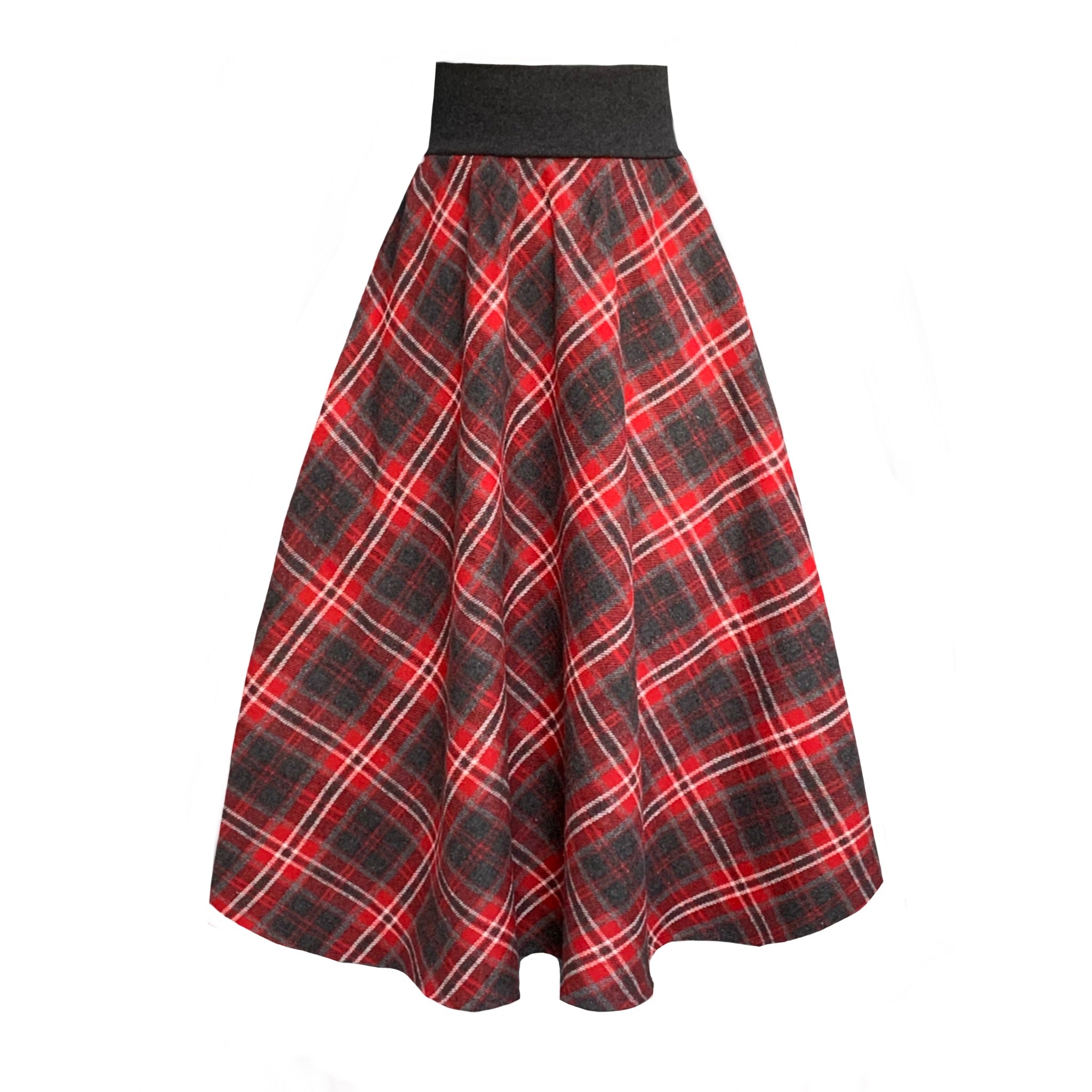 Women's Grey / Red Bonnie Midi Skirt In Red Tartan | Medium | Frock Tales