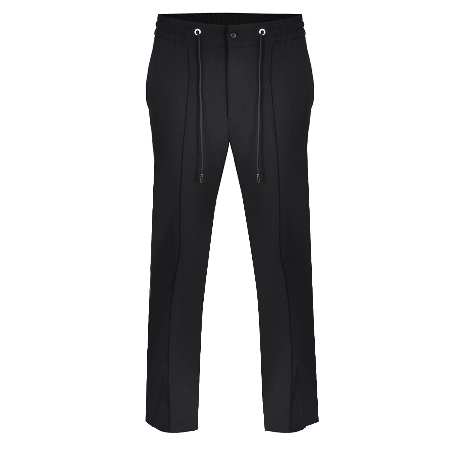 David Wej Men's Plain Loose Fit Drawstrings Trouser – Black In Black