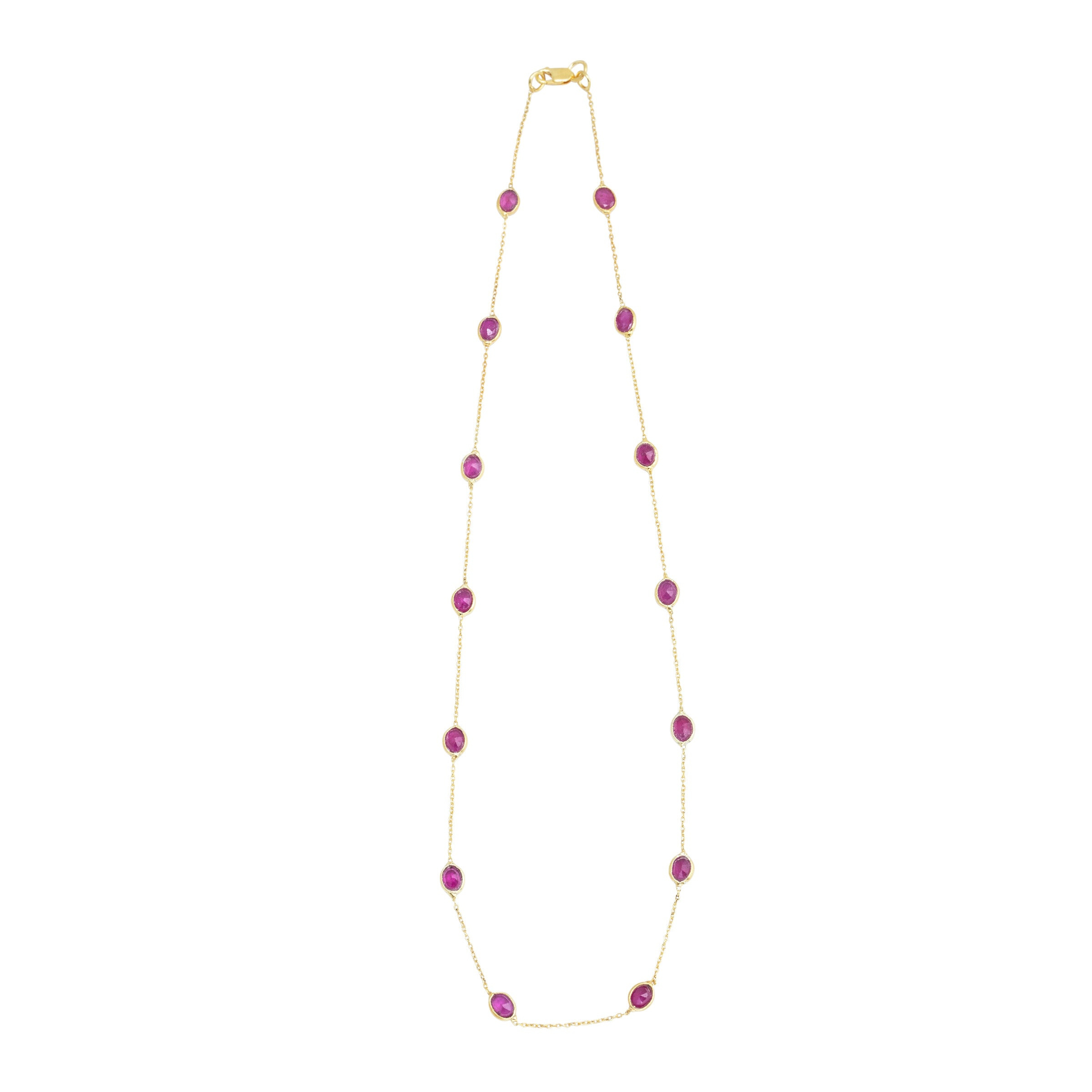 Opium Jewels Women's Gold / Red Short Chain Necklace - Rubies
