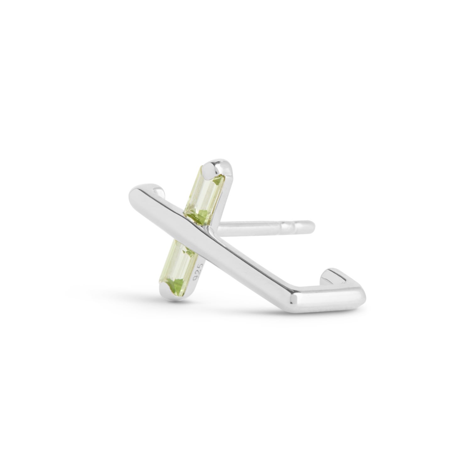 Kasun Women's Green / Silver Angel Kiss Earring - August - Peridot - Silver