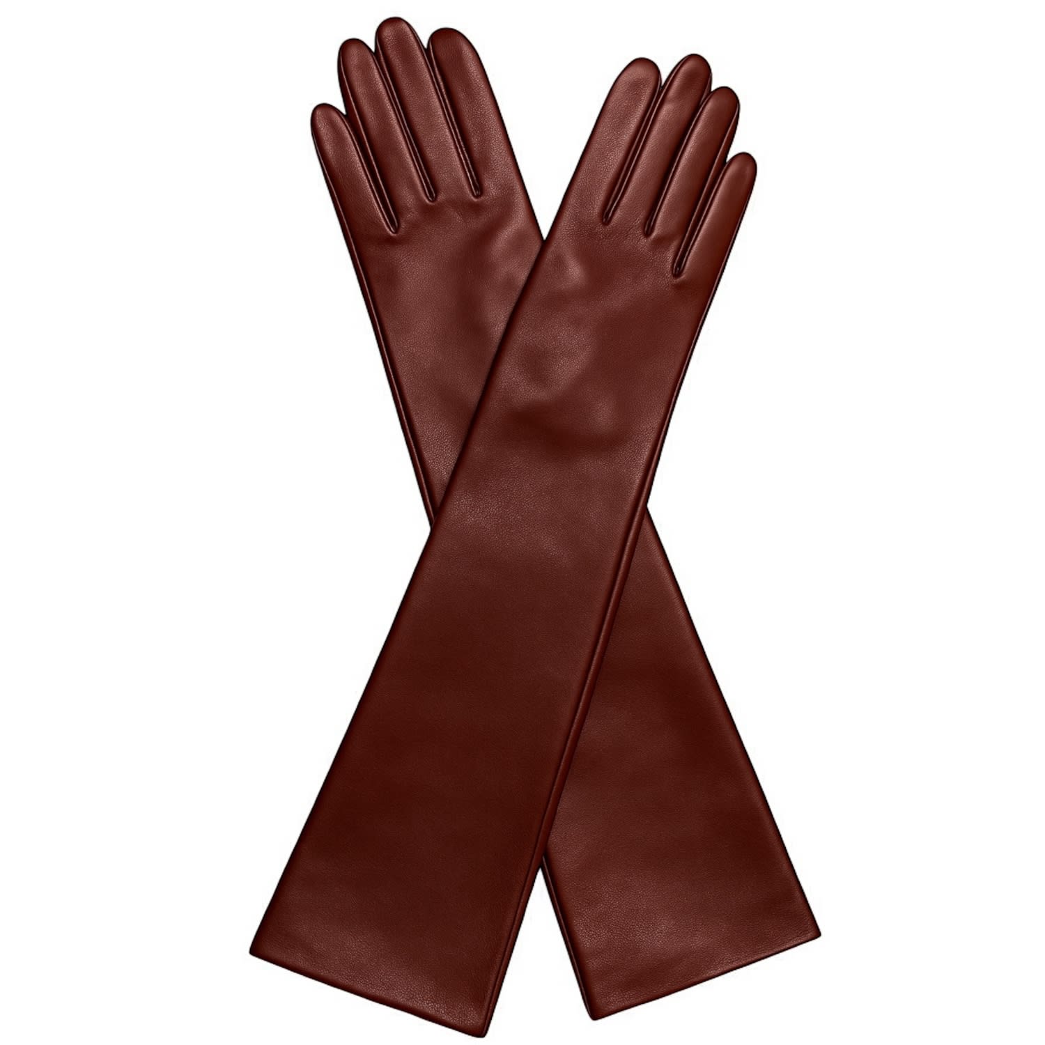 High Heel Jungle By Kathryn Eisman Women's Brown Florence Lambskin Leather Opera Length Gloves Burgundy