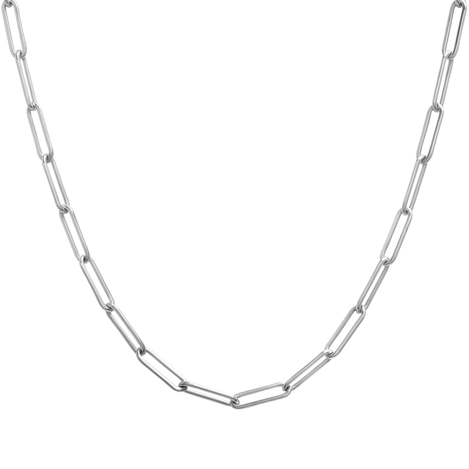 Women’s Silver Paperclip Chain Necklace With Toggle Closure Miki & Jane