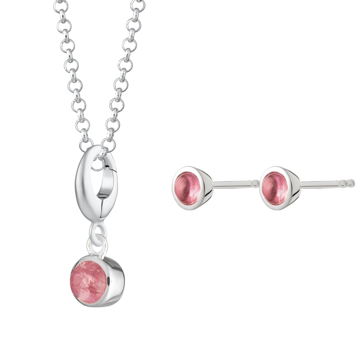 Lily Charmed Women's Silver / Pink / Purple October Birthstone Jewellery Set - Pink Tourmaline