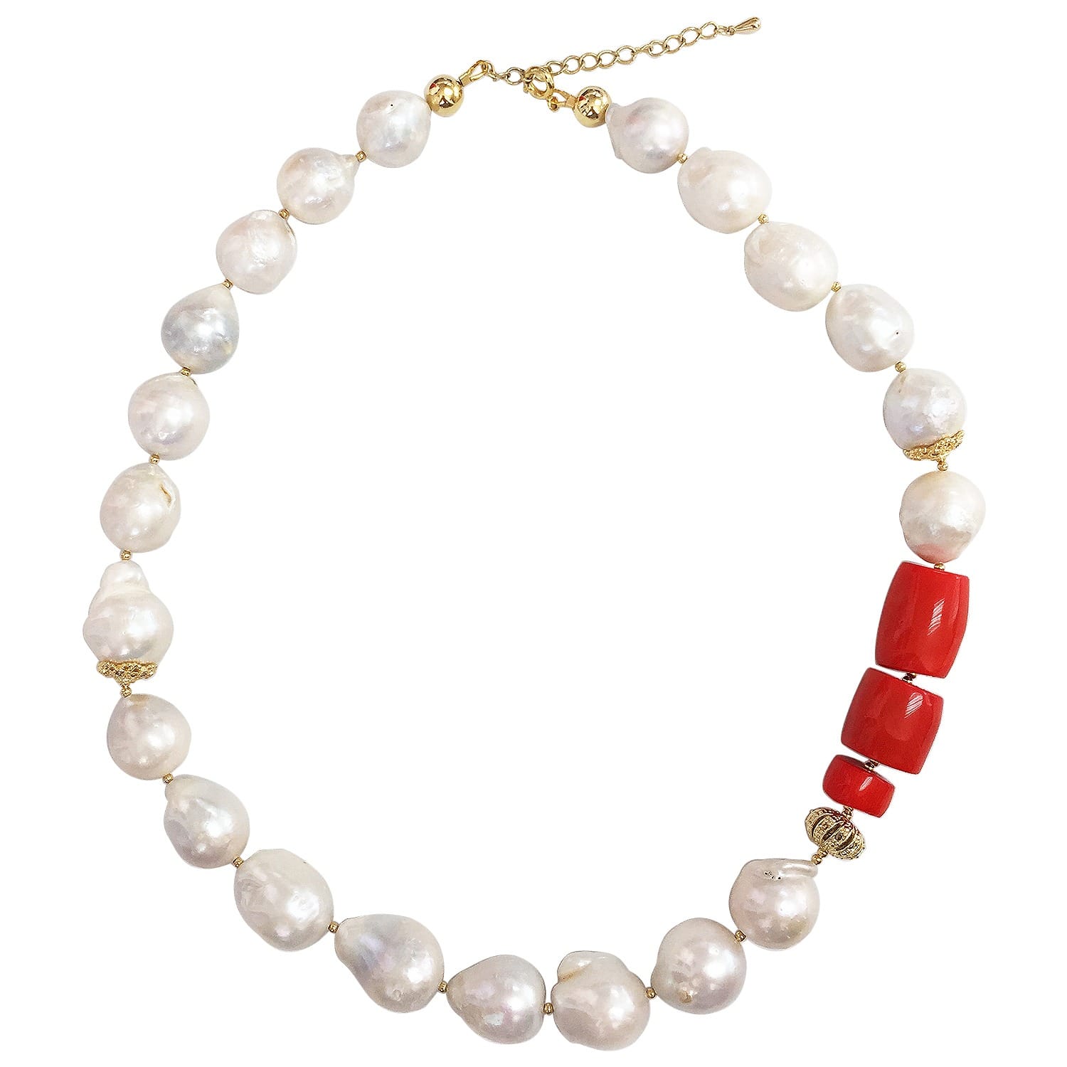 pearl and red coral necklace