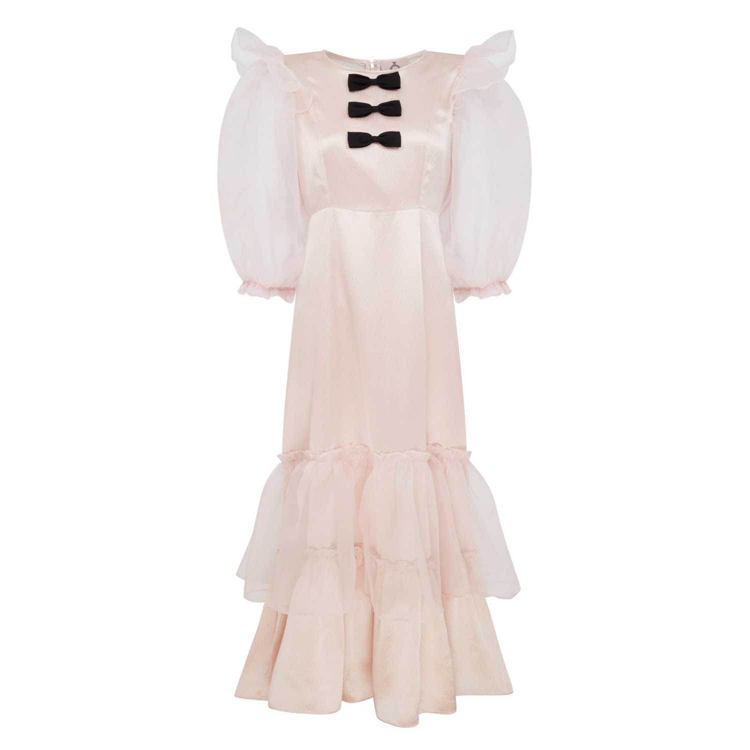 Women's White Bow Belle Silk Cloud Puff Dress | Lisa the Label