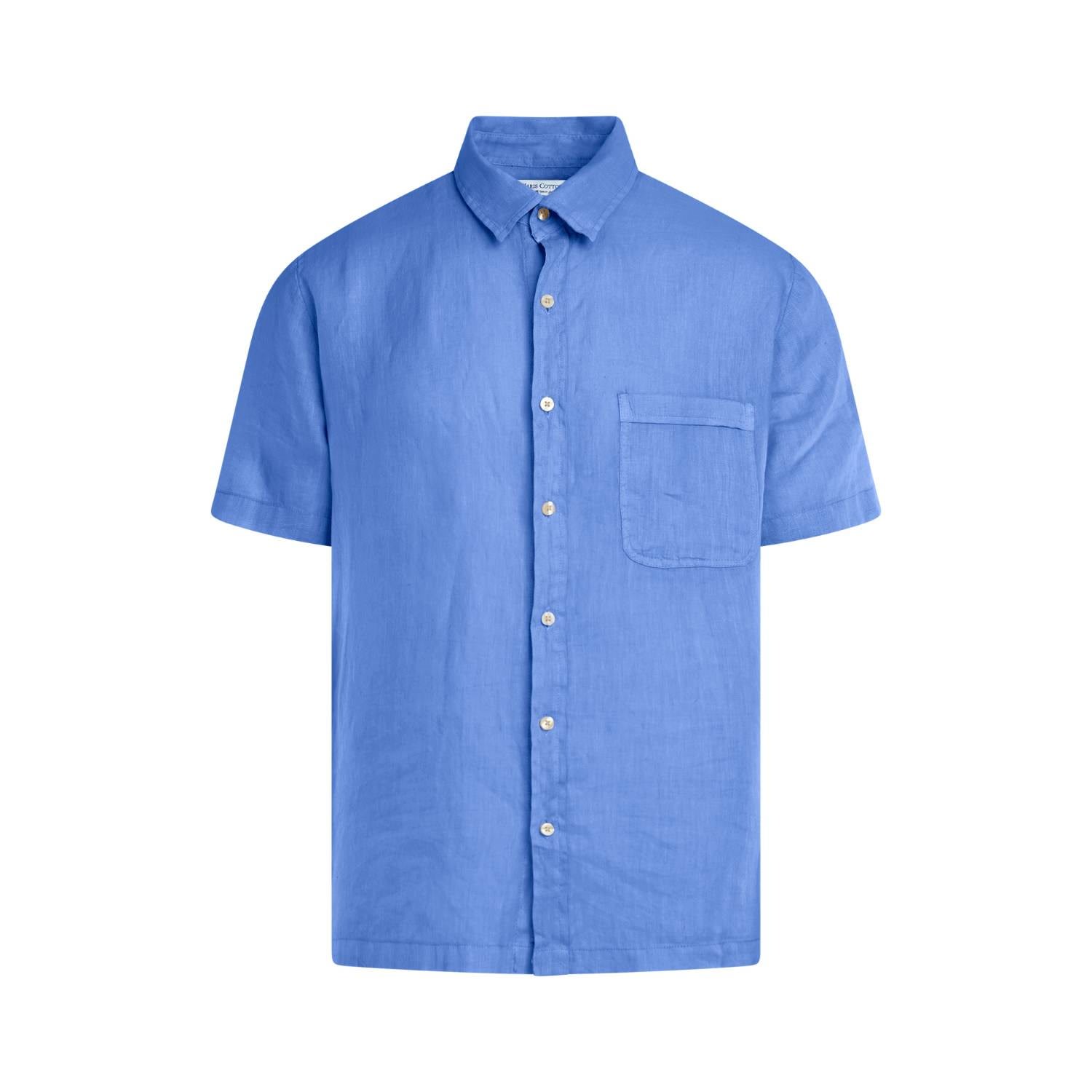 Men’s Blue Short Sleeved Front Pocket Linen Shirt- Regatta Medium Haris Cotton