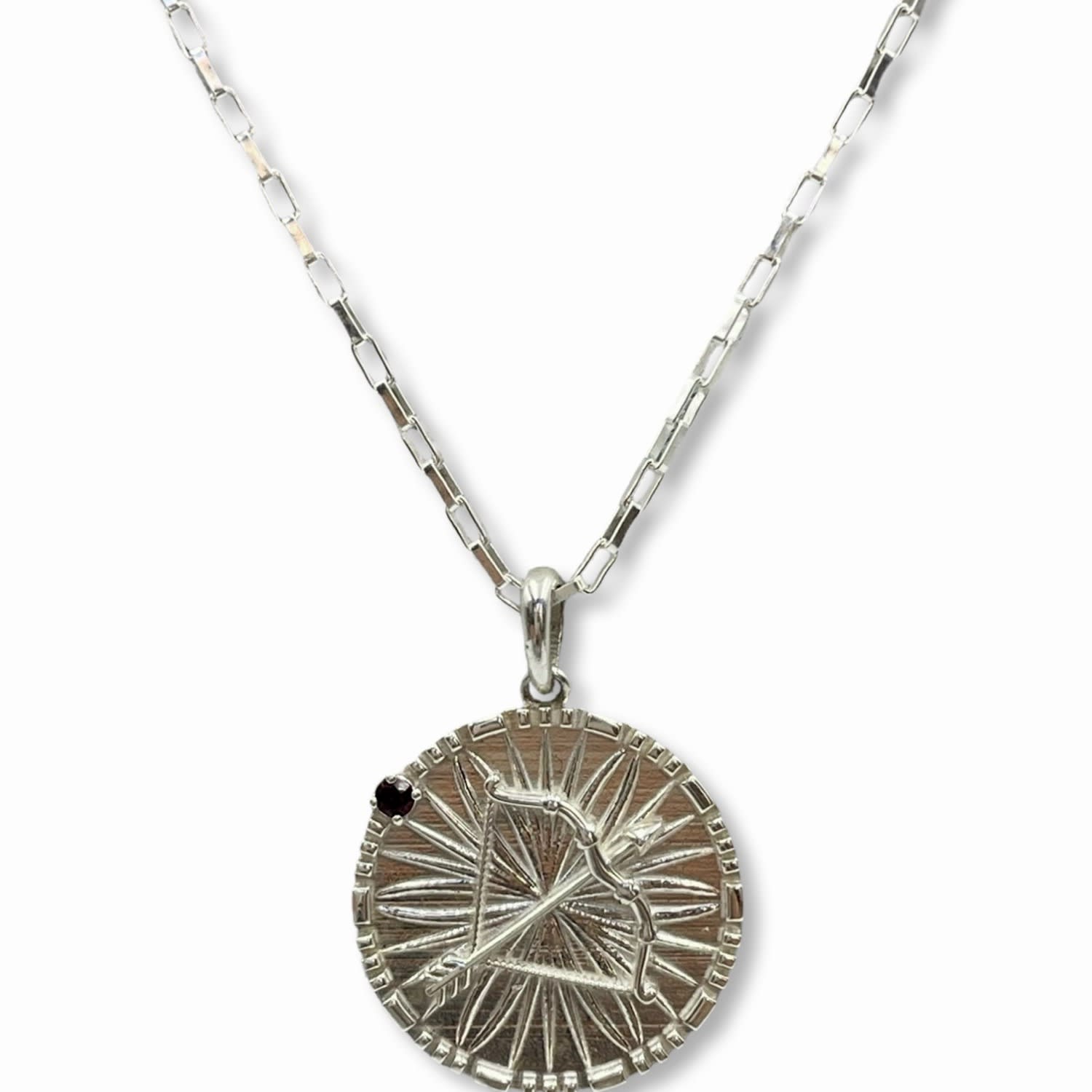 Quartz & Canary Women's Silver / Purple / Red Papyrus Zodiac Sterling Silver Sagittarius