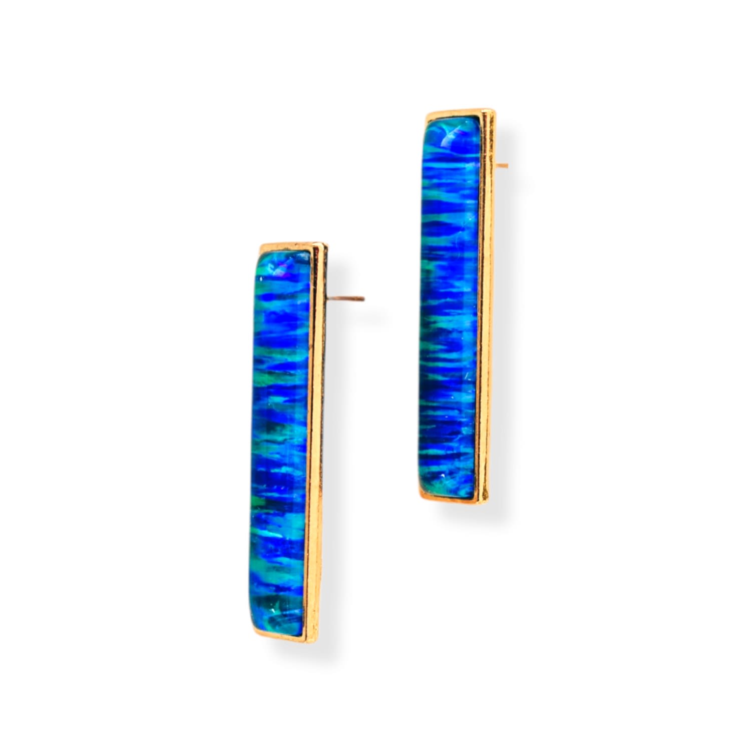 Women’s Gold / Blue Luxe Large Rectangular Statement Blue Opal Drop Gold Earrings Eunoia Jewels