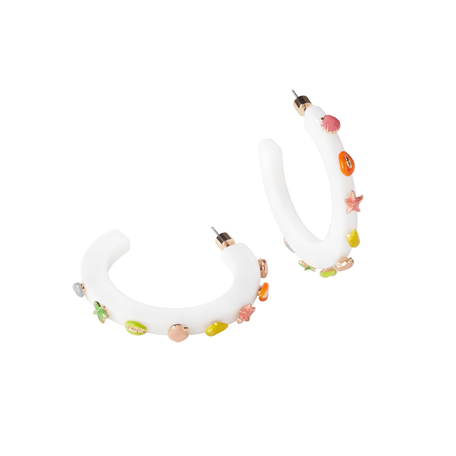 Smith & Co. Jewel Design Women's Coastal Large Jewel Hoop - White Multicolor