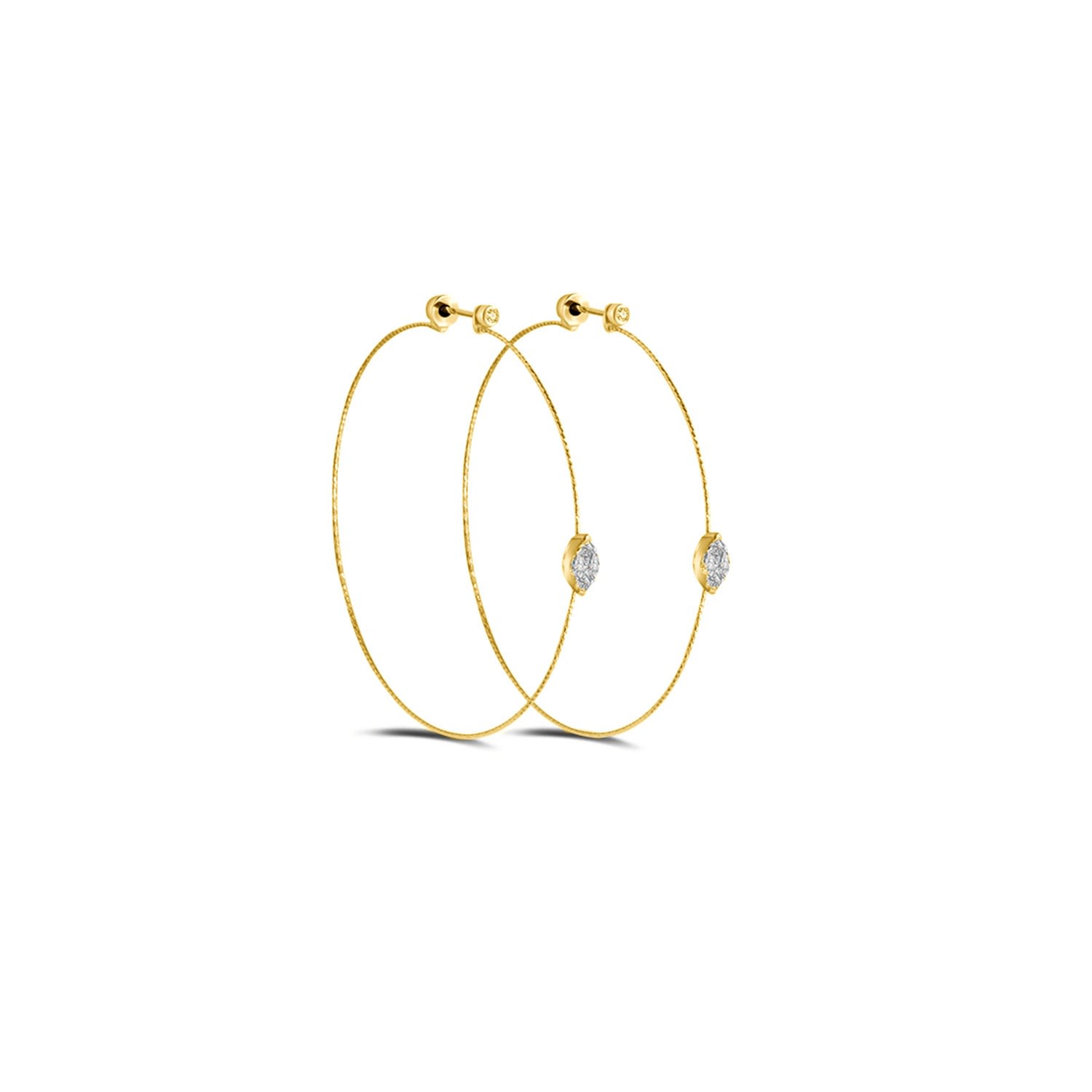 Genevieve Collection Women's 18k Yellow Gold Marquise Shape Hoop Earring In Yellow