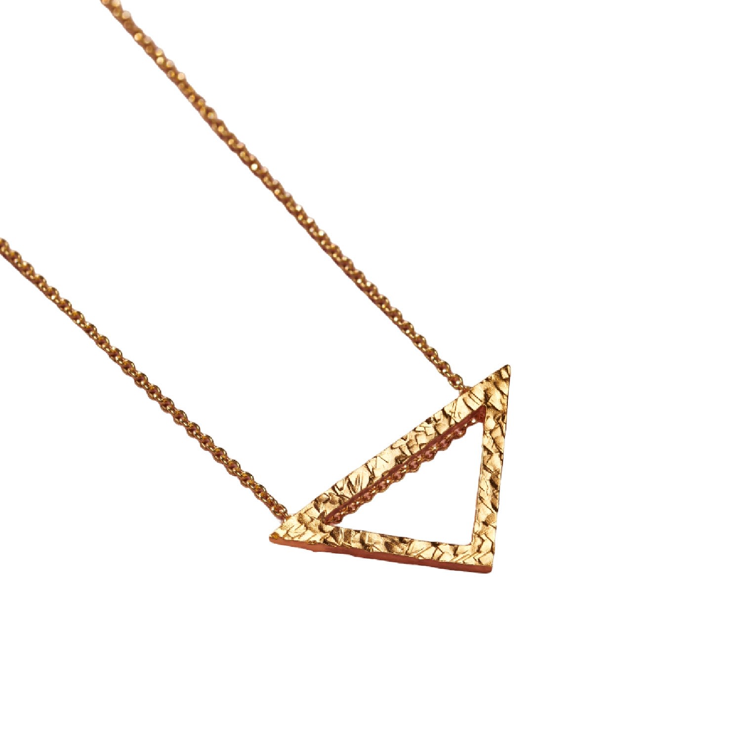 Women’s Yellow Gold Plated Textured Triangle Necklace Posh Totty Designs