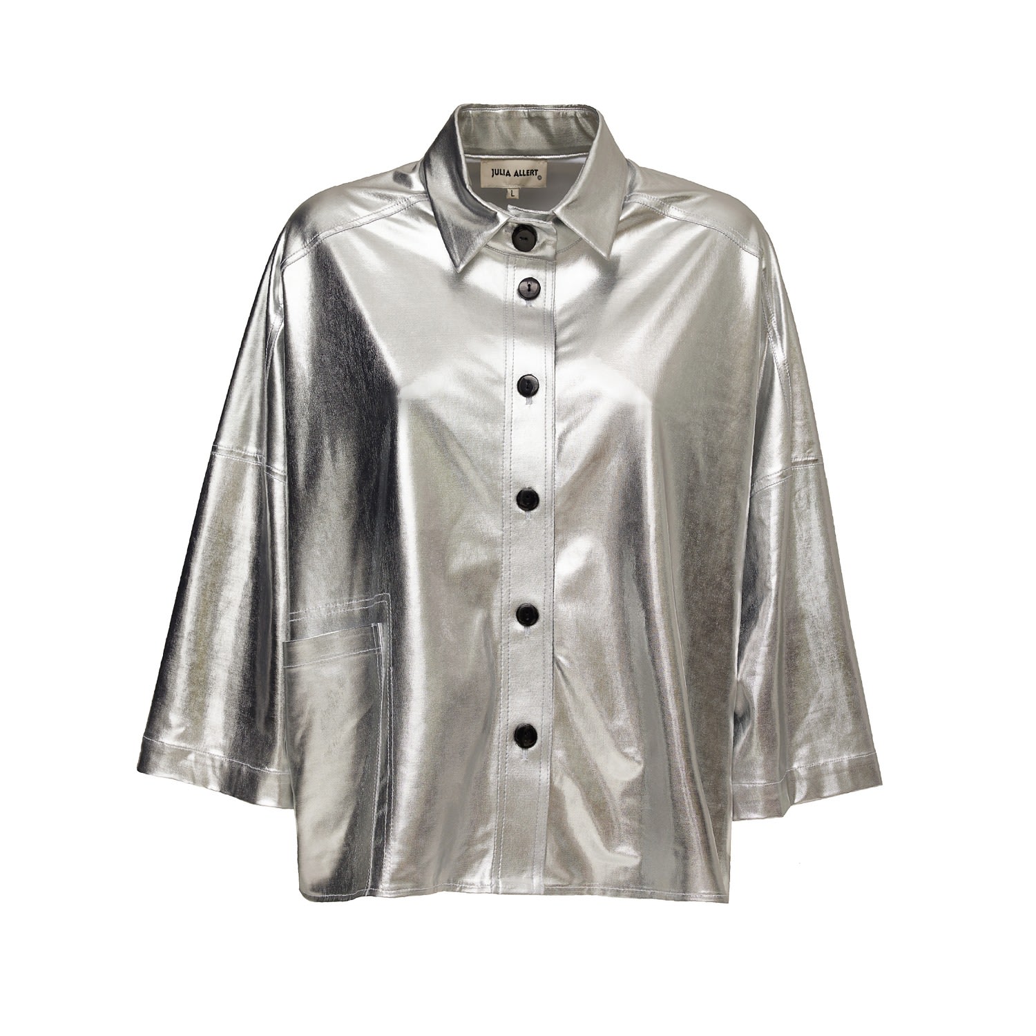 Julia Allert Women's Loose Fit Shirt Metallic Silver In Silver