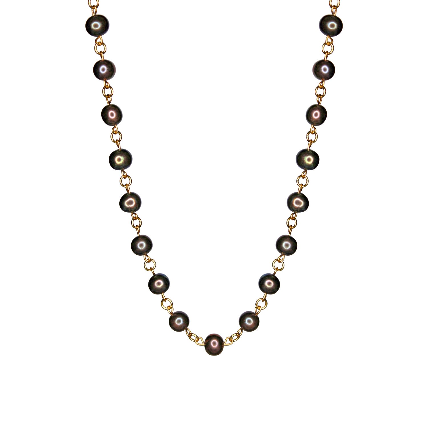 Women’s Linked Gold Black Pearl Necklace Mhart