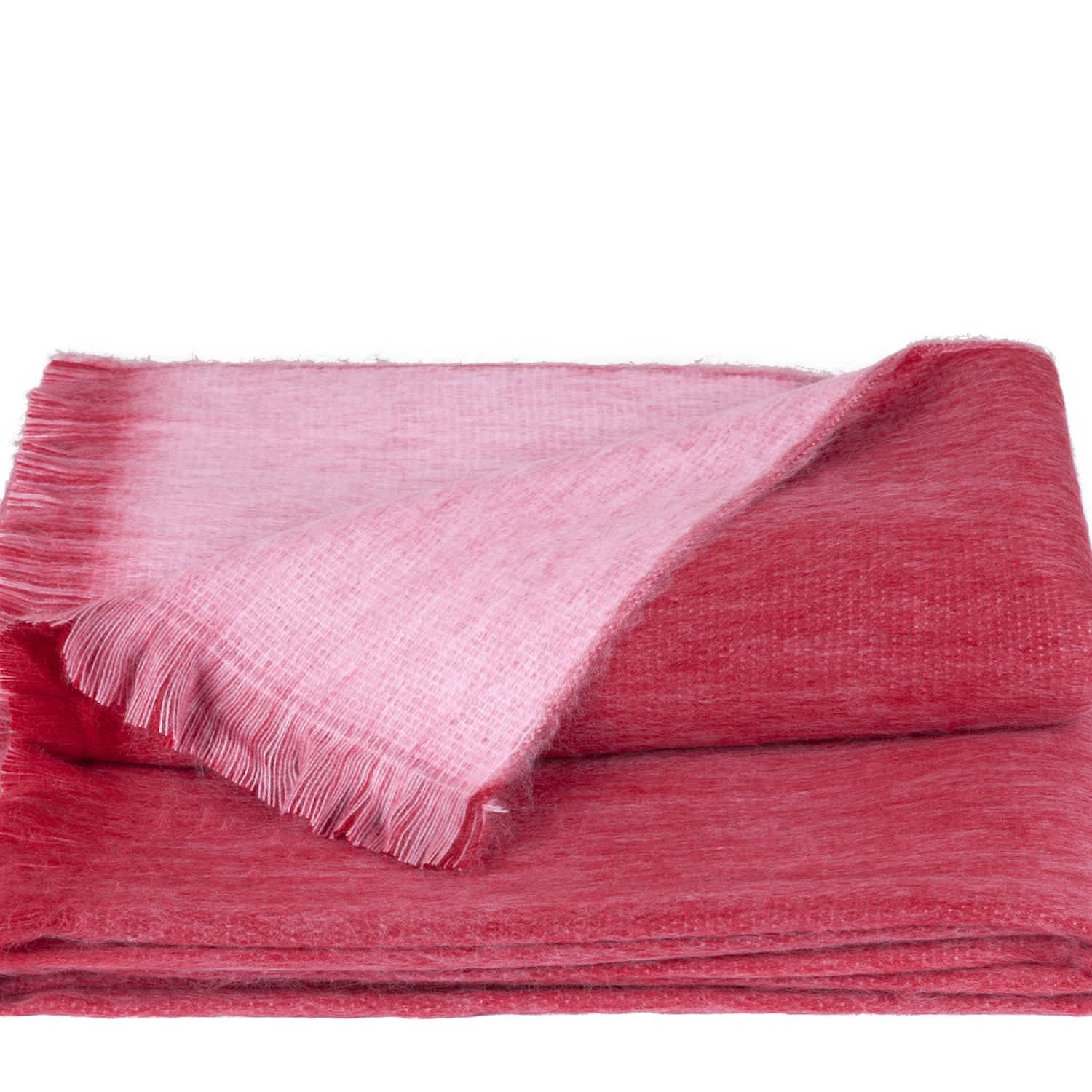 Double Plaid Red Light Pink Alpaca Wool Throw Alpaca Loca Wolf Badger