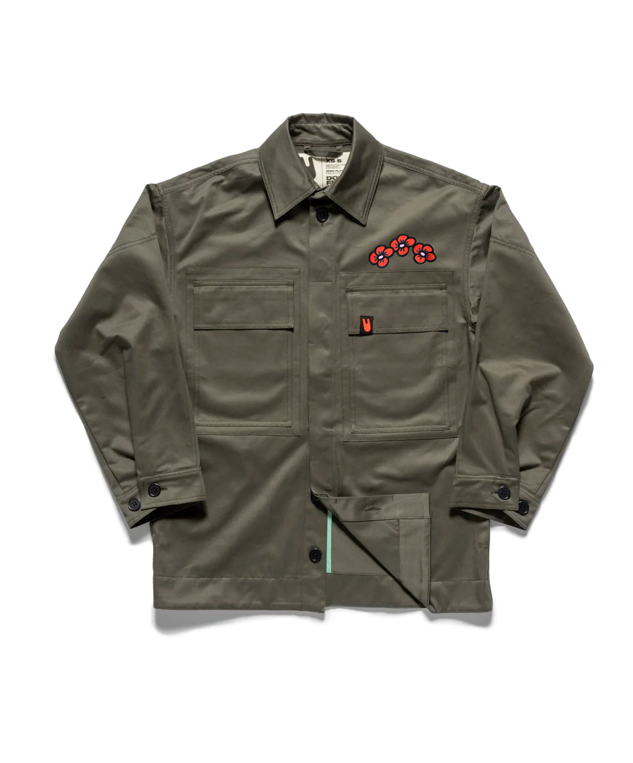 Unless Collective Men's Green Flowers For You Utility Jacket - Olive In Green