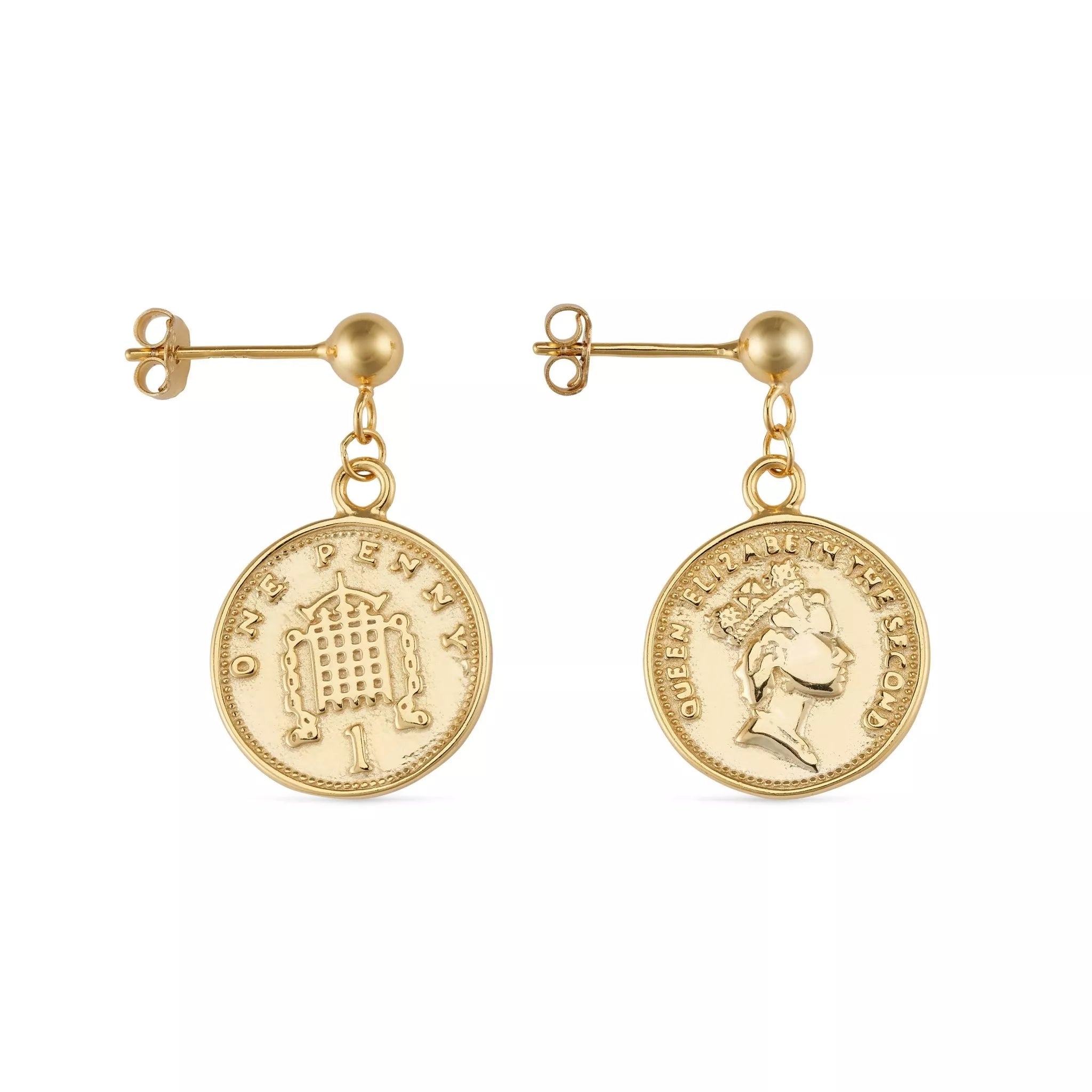 Elk & Bloom Women's Gold Plated Silver Coin Stud Earrings In Gold