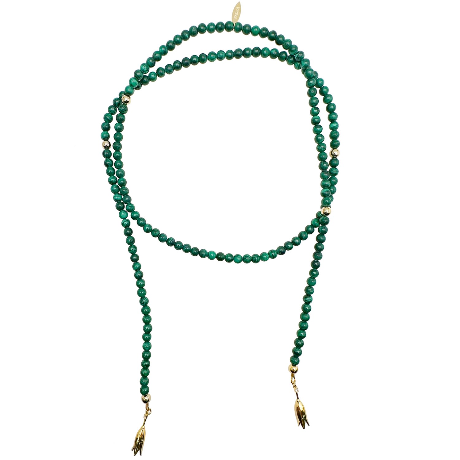 Farra Women's Green Malachite Open Ended Versatile Necklace In Gray