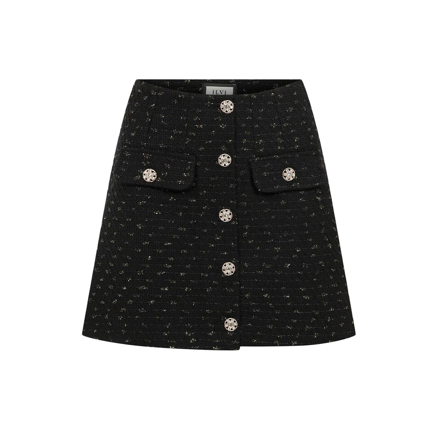 Ilvi Rangel Black-gold Women's Tweed Skirt In Black