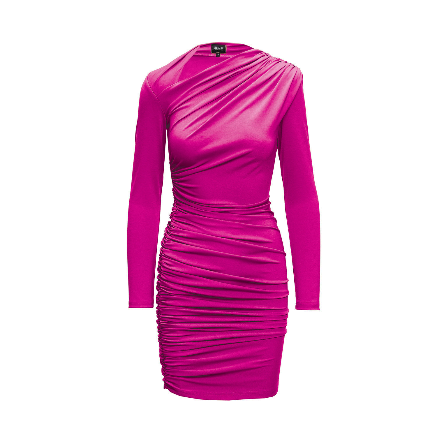 Bluzat Women's Pink / Purple Fuchsia Mini Dress With Cut-out And Draping In Pink/purple