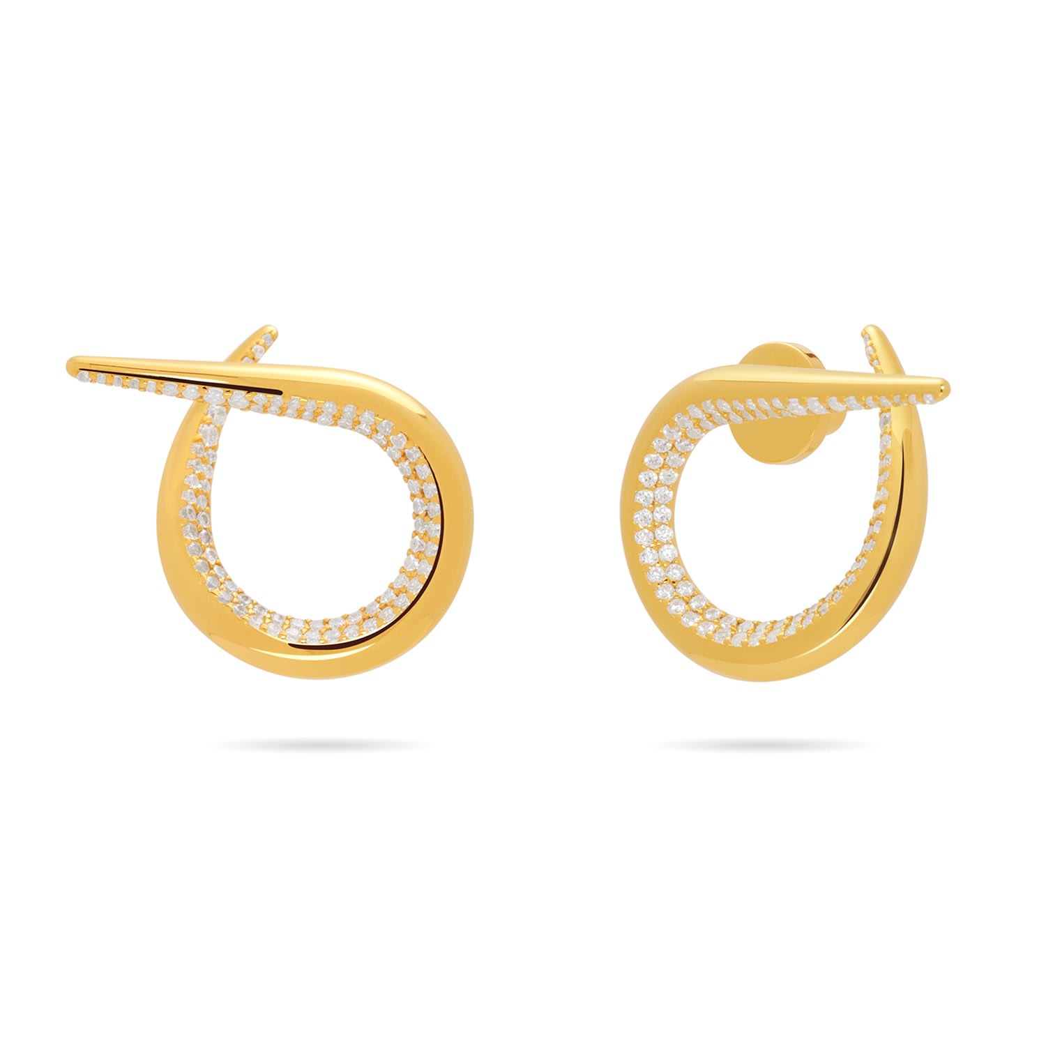 Women’s Open Twist Waterdrop Earrings With Pave Cz - Gold Meulien