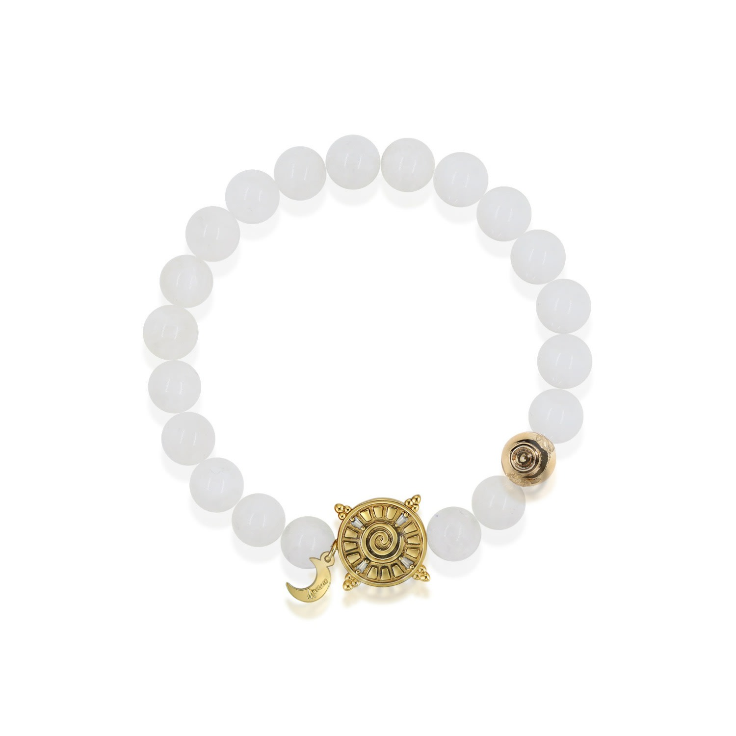 Aurozia Women's Gold / White Three Charms Solar Meridian Gold Whitegold Plated Sundial And The Sun Crystal M In Multi