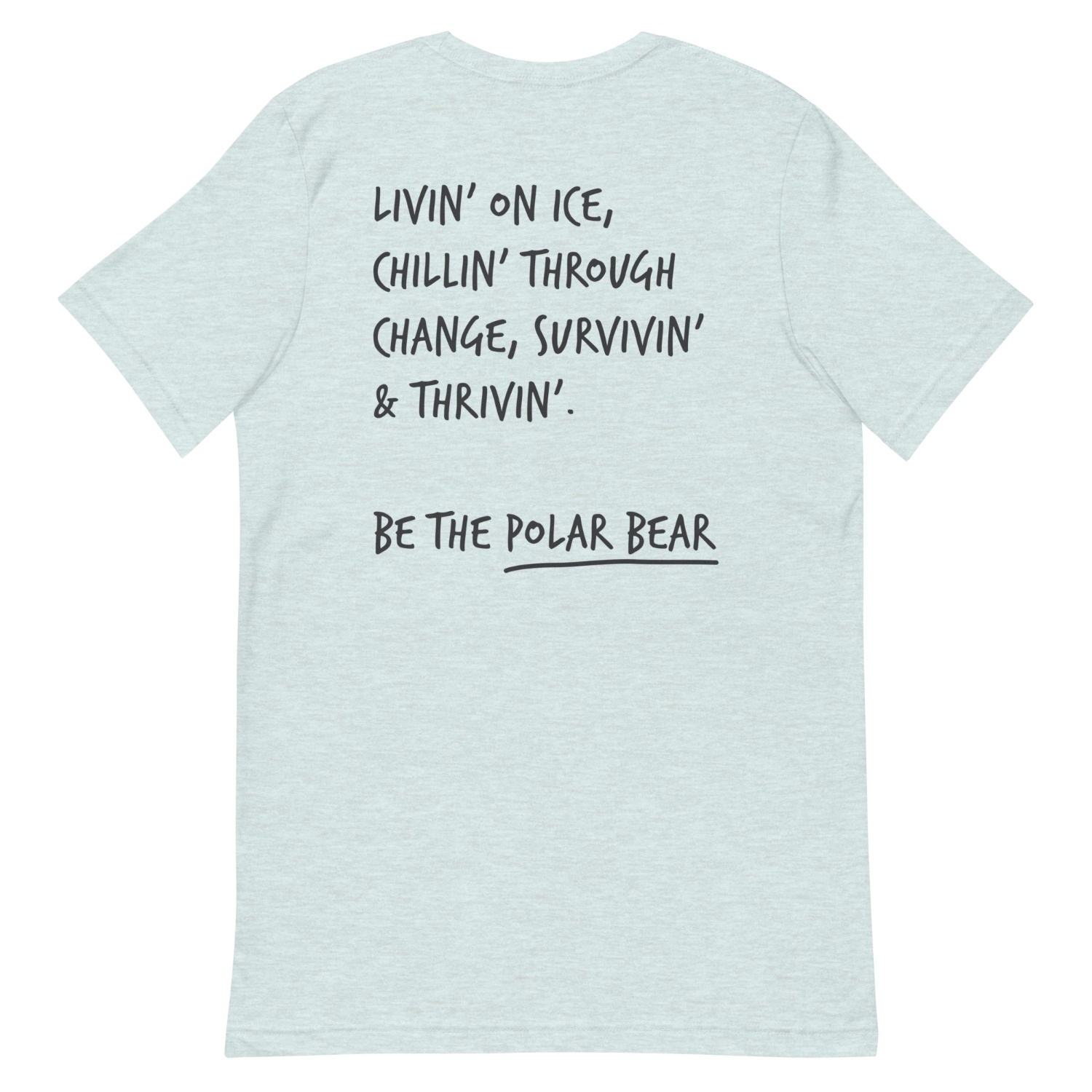 Anchor & Crew Heather Ice Blue Think Ocean Polar Bear Aspirations Cotton Embroidered T-shirt - Women In Blue