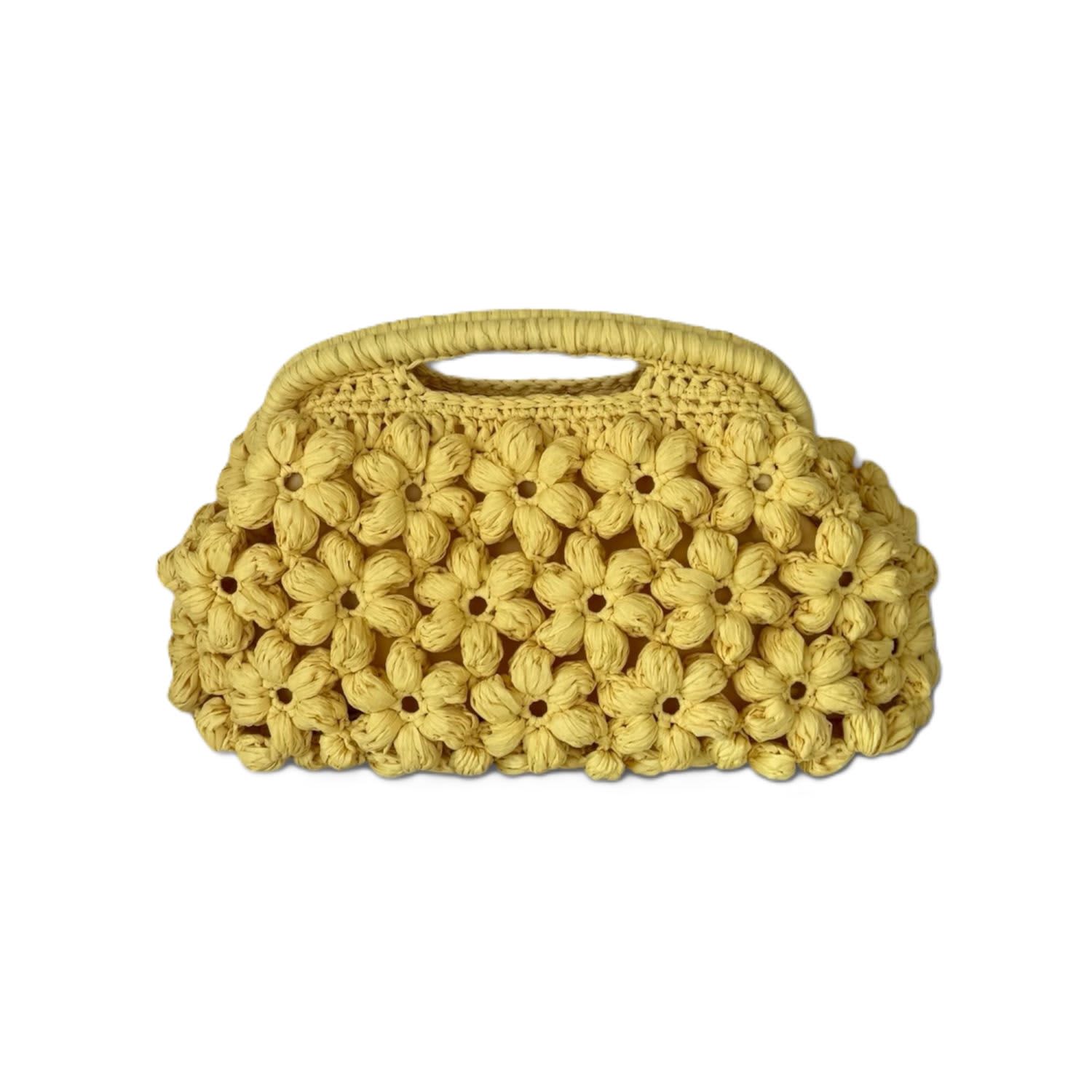 Luxury Handmade Raffia Daisy Crochet Bag – Yellow Summer Statement