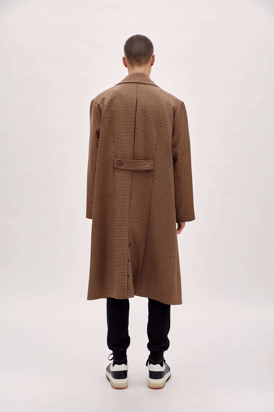 Wool Houndstooth Long Coat - Men | PCFG | Wolf & Badger