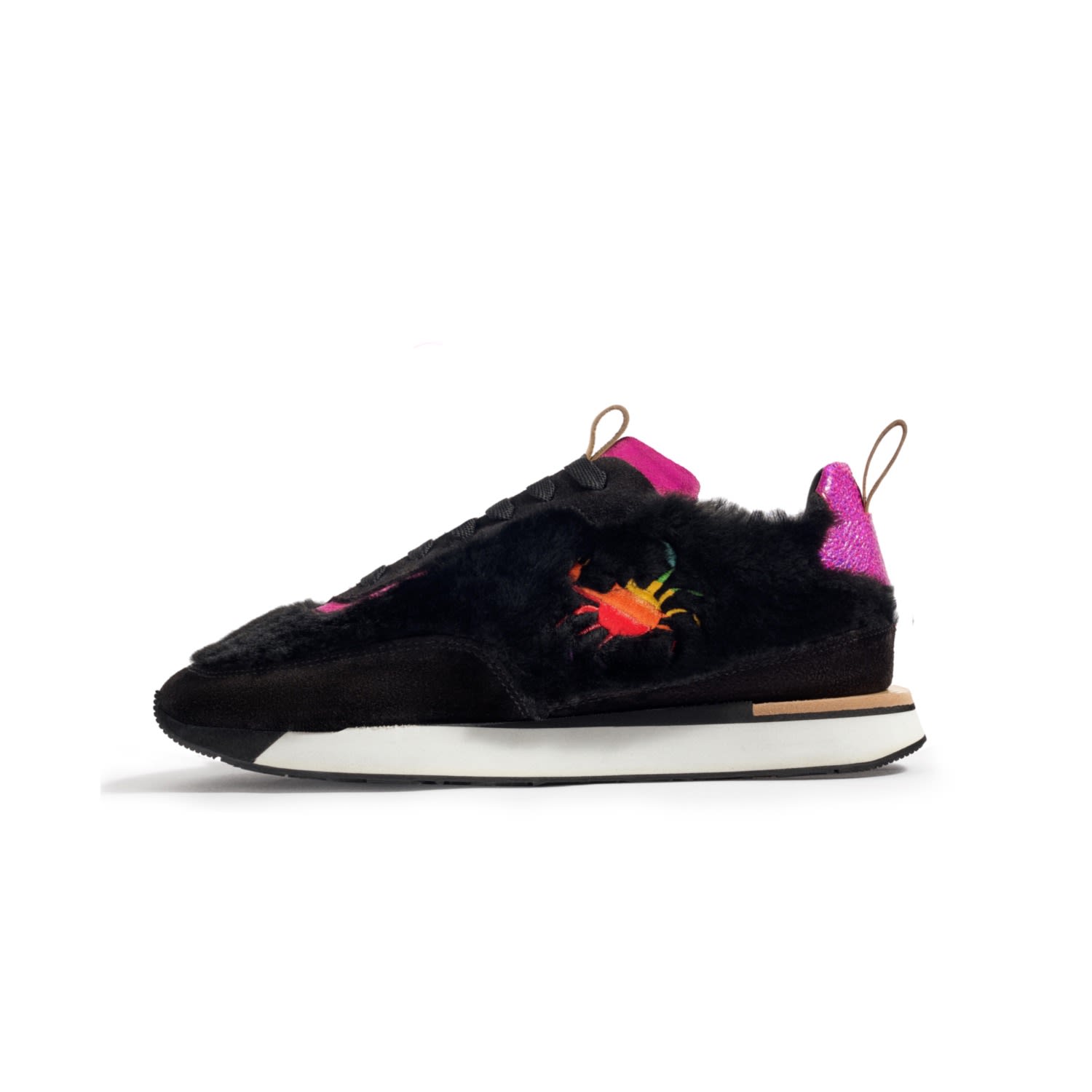 Women’s Black / Pink / Purple Insula Furry Sneaker - Black, Pink & Purple 8 Uk Myyaz