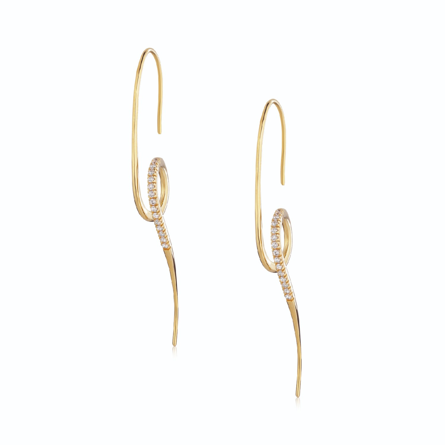 Women’s Gold Grace - Elegant, Turning Spiral Earrings With Zircons Alura Copenhagen Jewellery