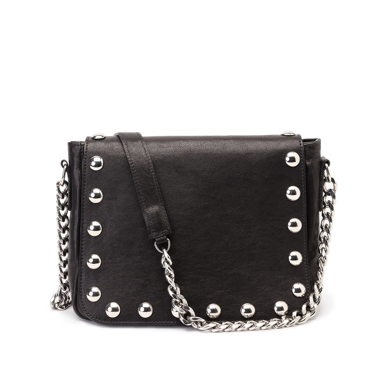 Juan-jo Women's Black Leather Studded Crossbody Bag In Black