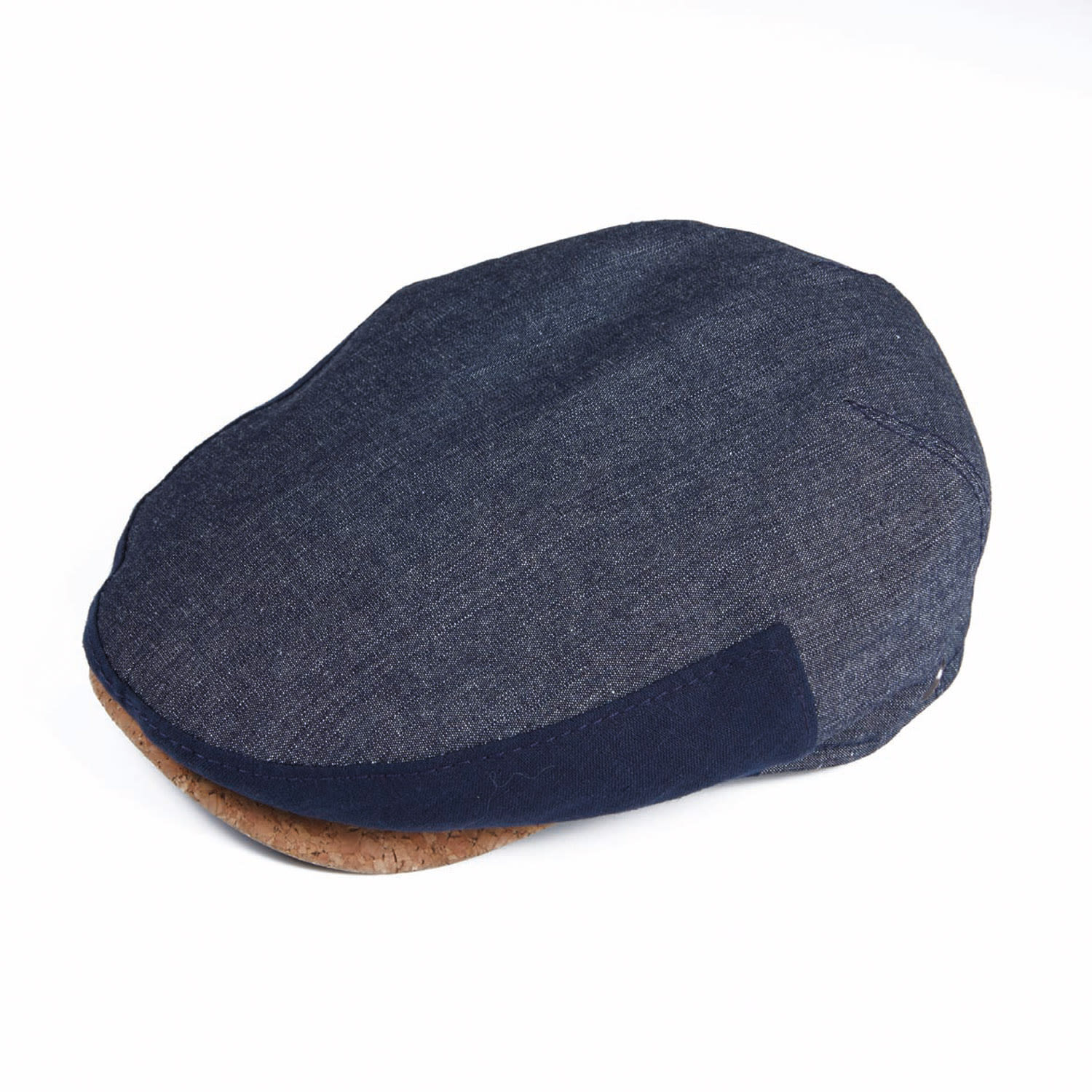 Dasmarca Hats Men's Blue Henry Summer Linen Flat Cap With Cork Visor Peak - Navy In Blue