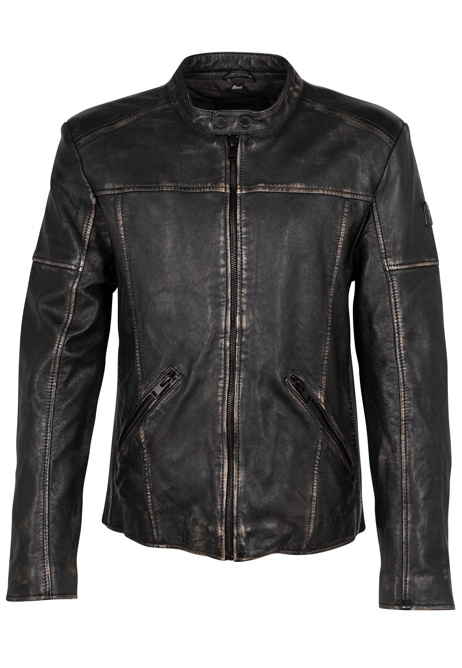 Mauritius Men's Black / Brown Aryn Rf Leather Jacket, Vintage Black In Black/brown