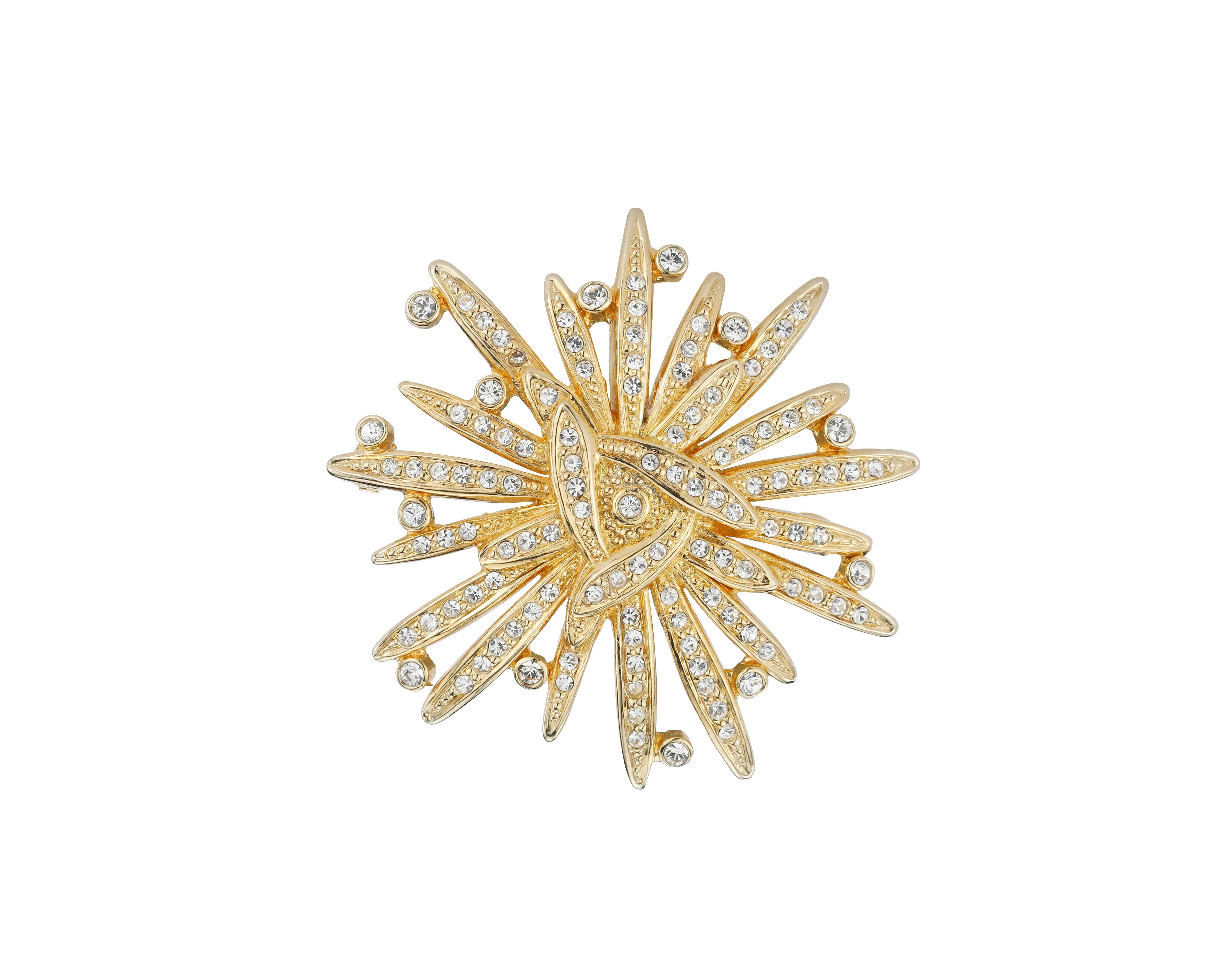 Emma Holland Jewellery Women's Gold Crystal Art Deco Brooch - Limited Edition In Gold