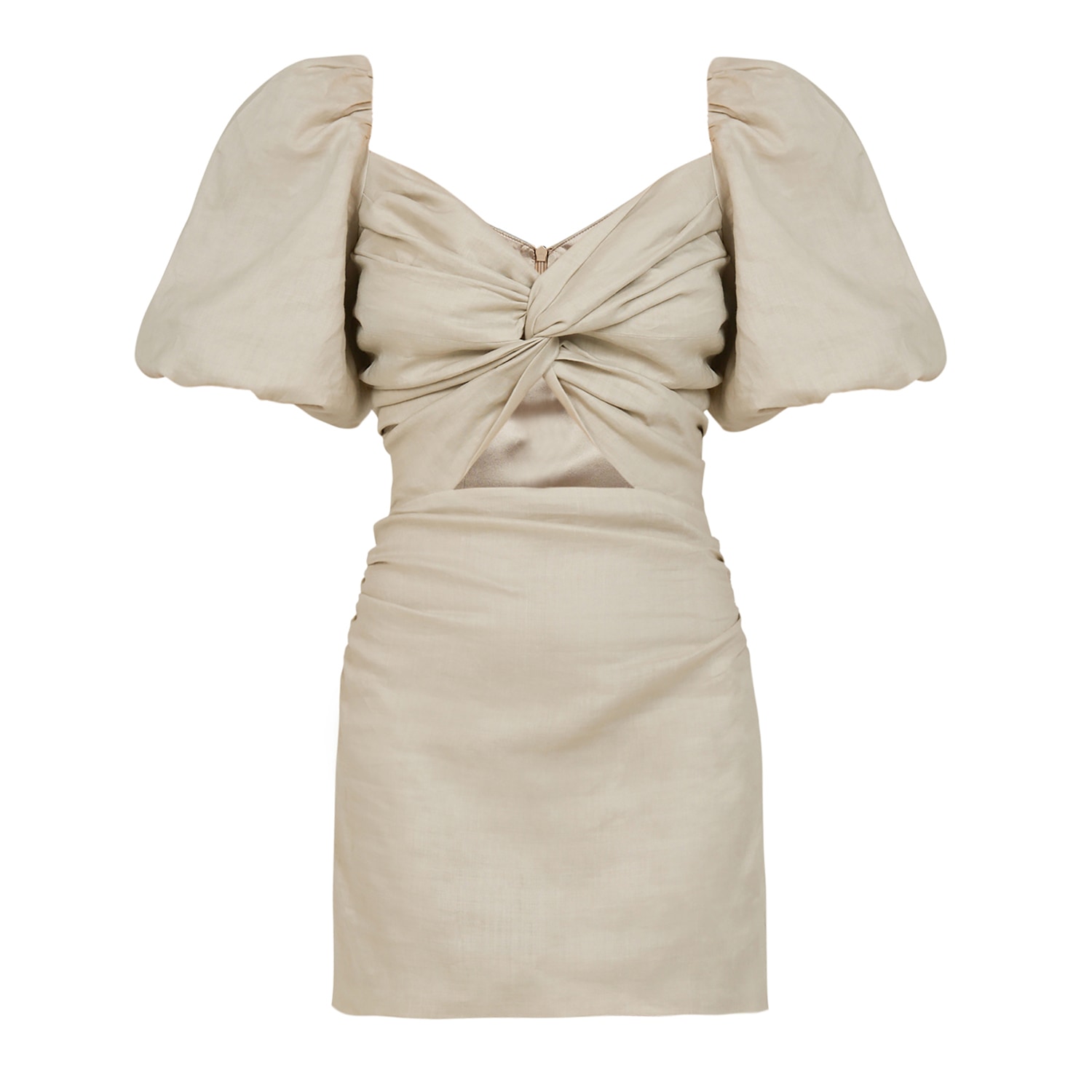 Avenue 8 Women's Neutrals Balloon Sleeve Mini Dress - Stone In Black