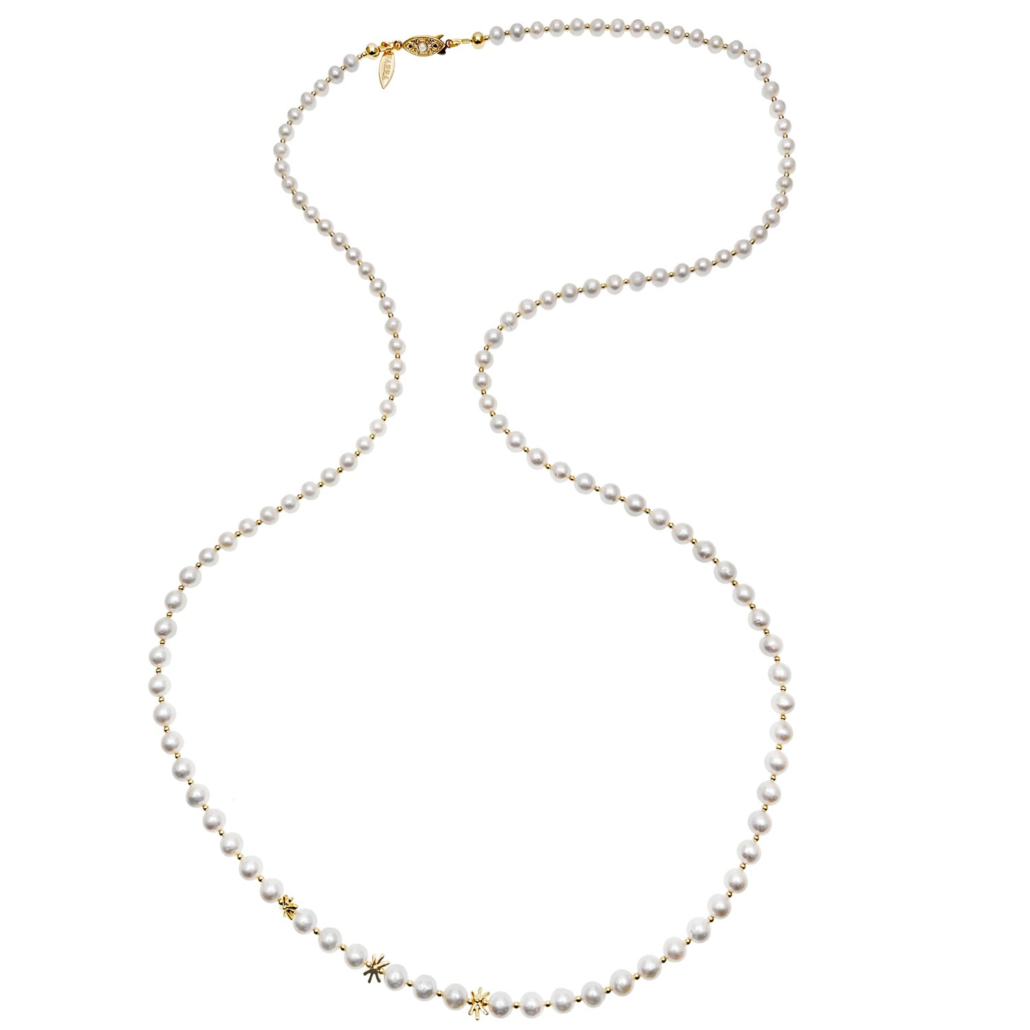 Women’s White Classic Freshwater Pearls Long Necklace Farra