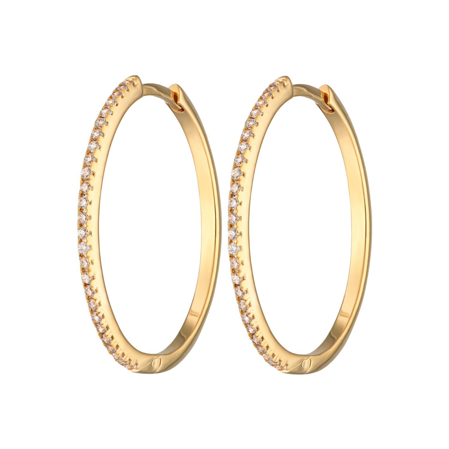 Scream Pretty Women's Gold Slim Sparkling Perfect Hoop Earrings