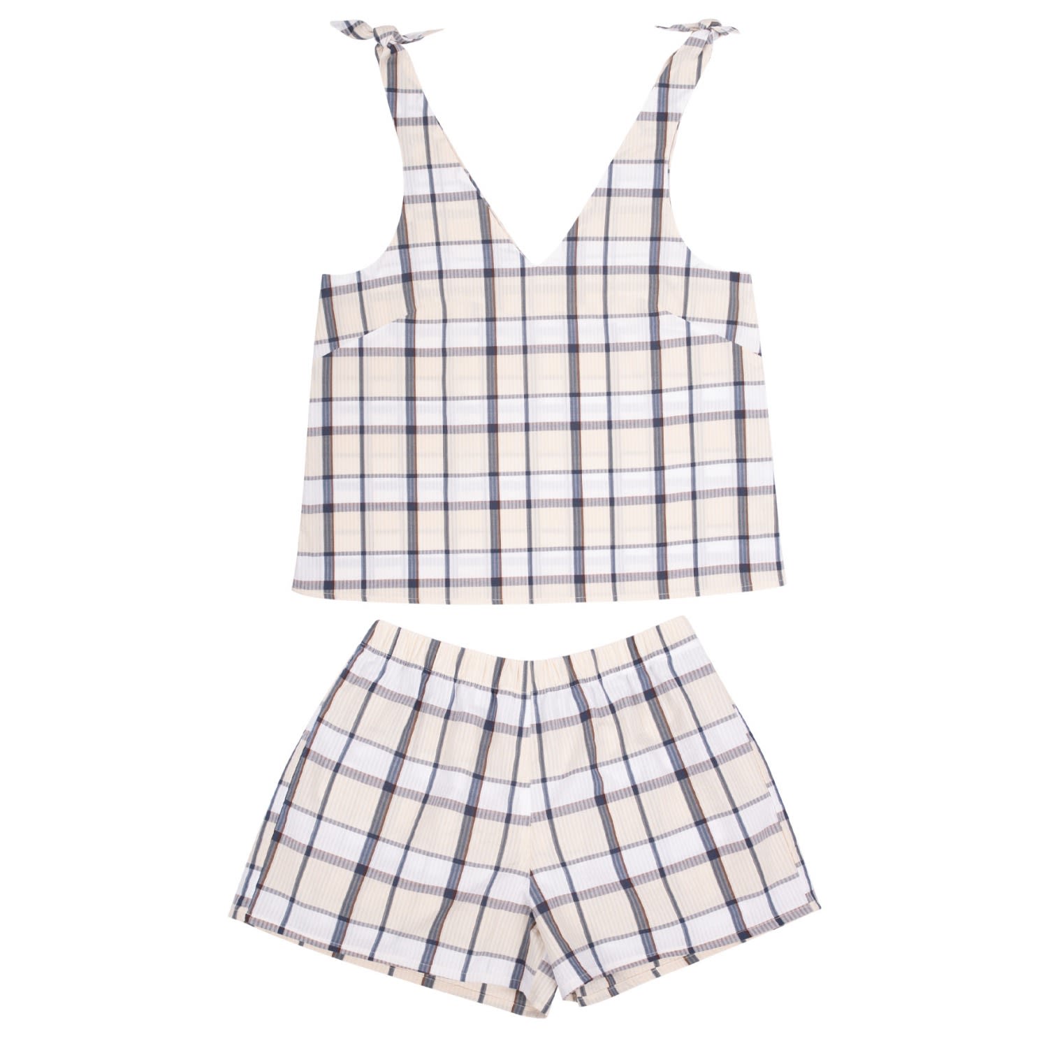 Le Colonel Women's Neutrals / Grey Beige Tiles Seersucker Pyjama Set In Grey