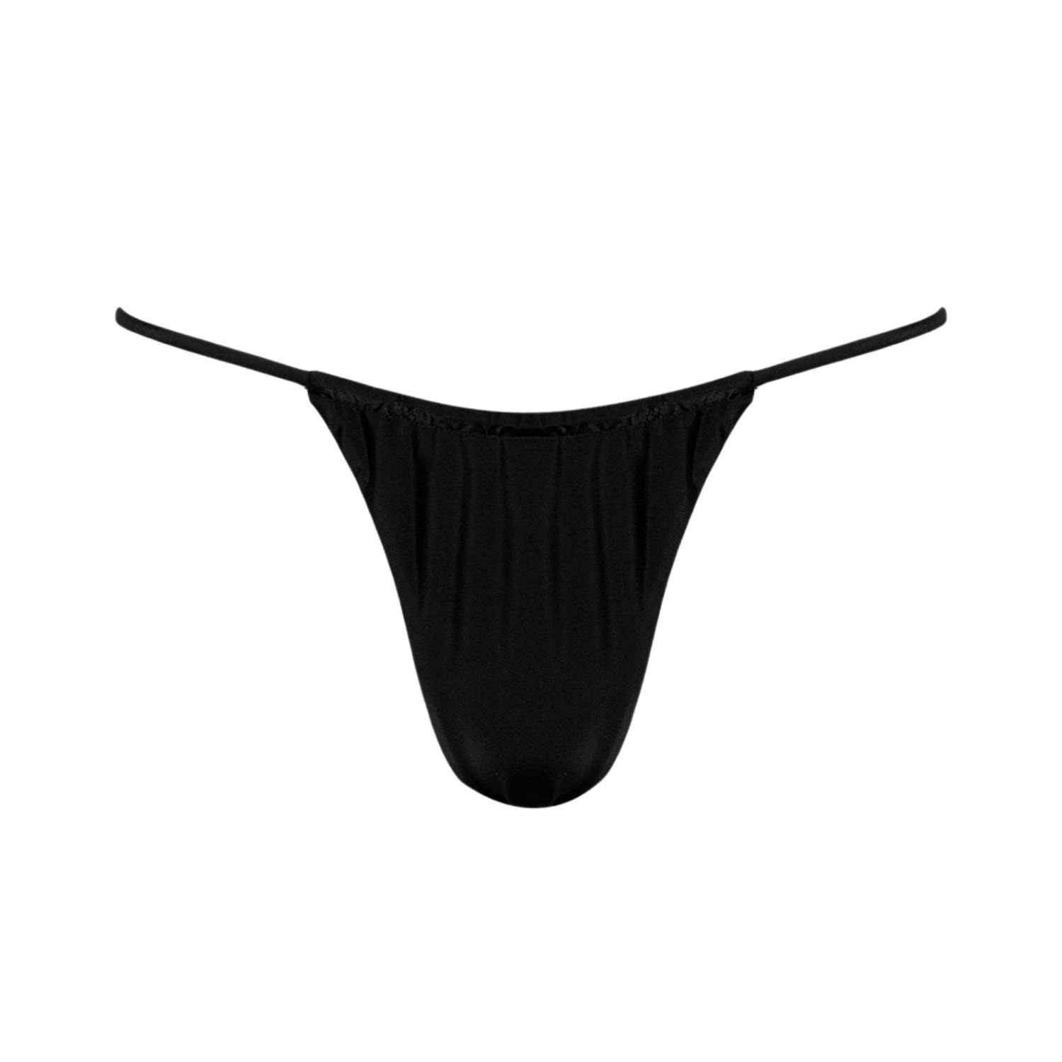 Playaluxe Women's Capri Black Ruched String Bikini Bottom