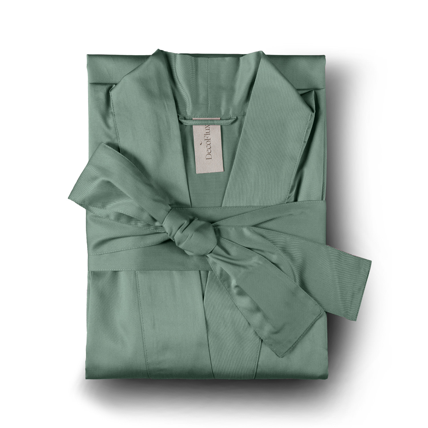 Women's Green Sateen Bathrobe Kimono Solid Salvia | Small | Decoflux Home