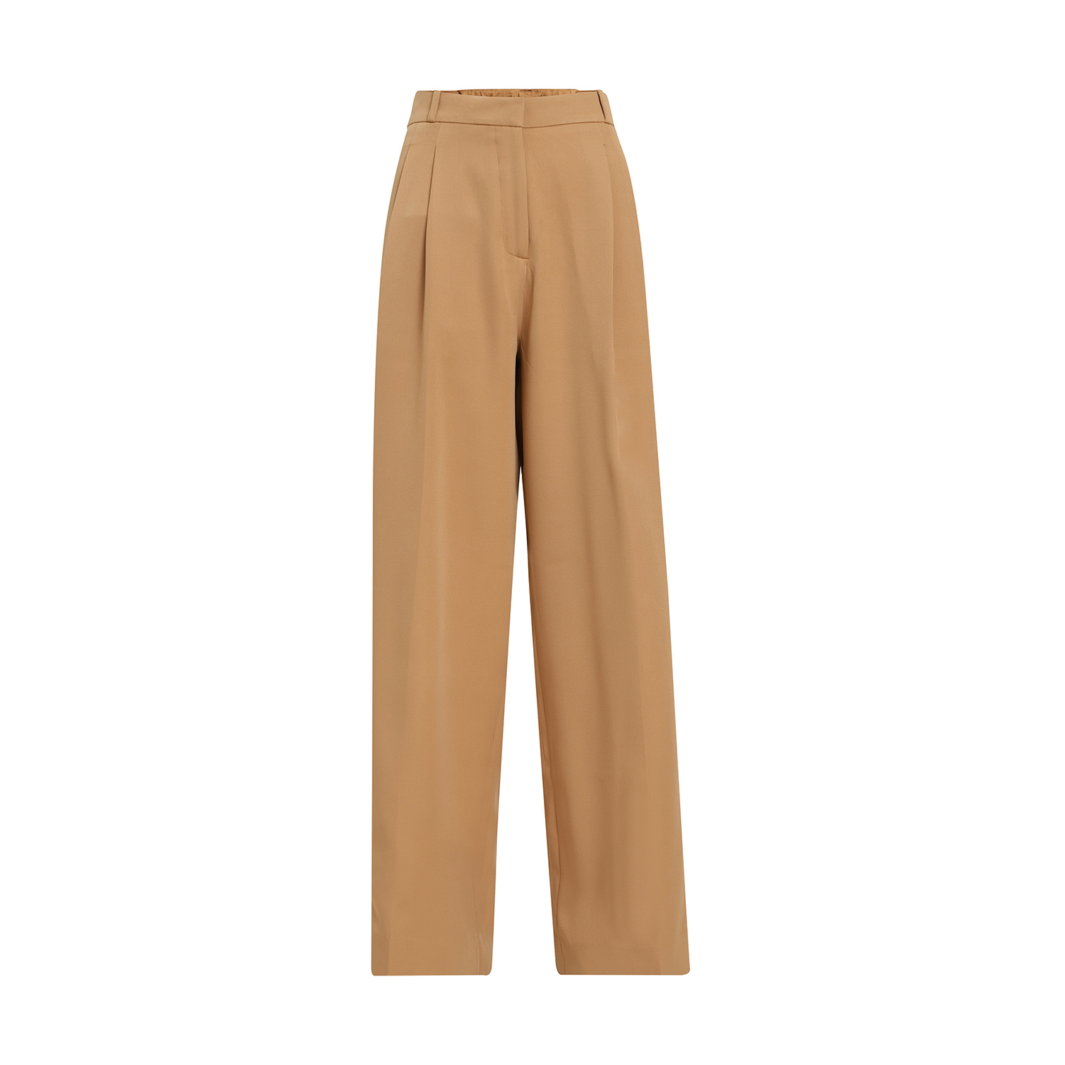 Point Of View Label Authority Two Pleated Flared Dress Pant For Women - Camel Brown