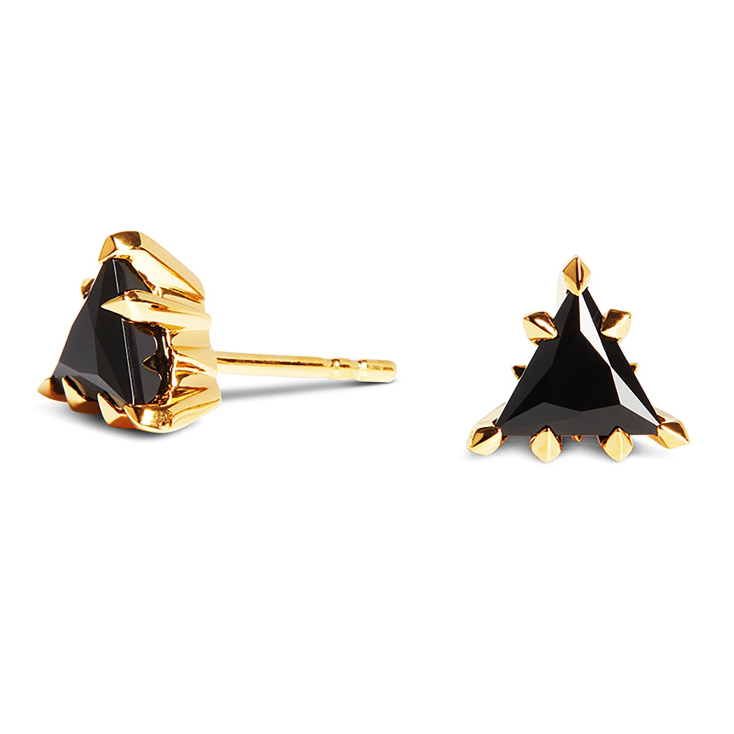 Women’s Trillion Earrings - Gold And Onyx Kasun