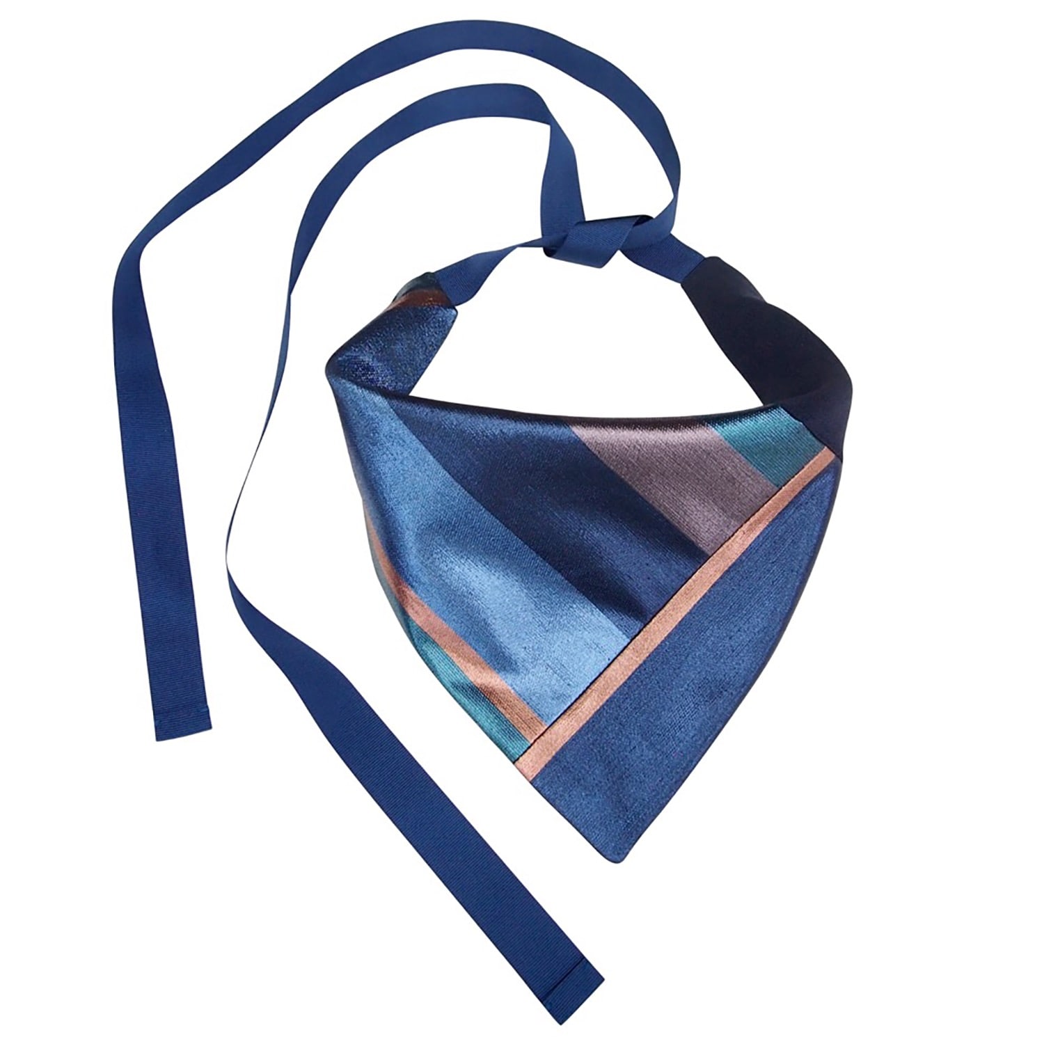 Capitana Women's Rose Gold / Blue Small Silk & Lurex Scarf Manzolino - Blue & Copper In Multi